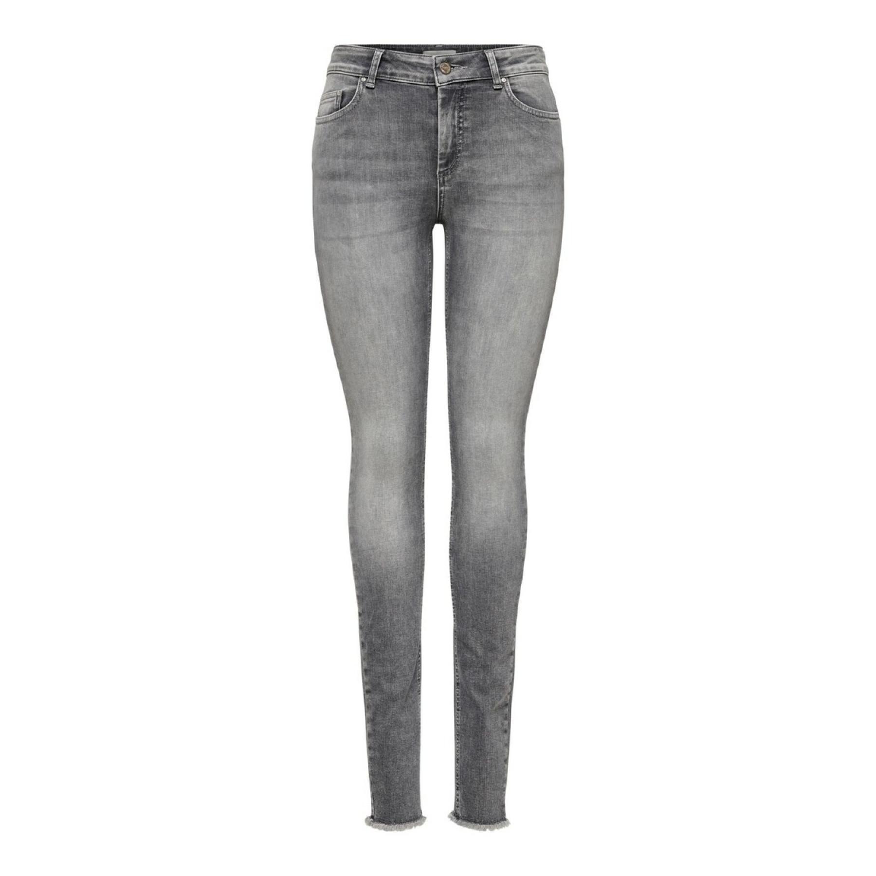 Women's Grey Denim Trousers Slim Fit Skinny Leg Jeans Button - Temu