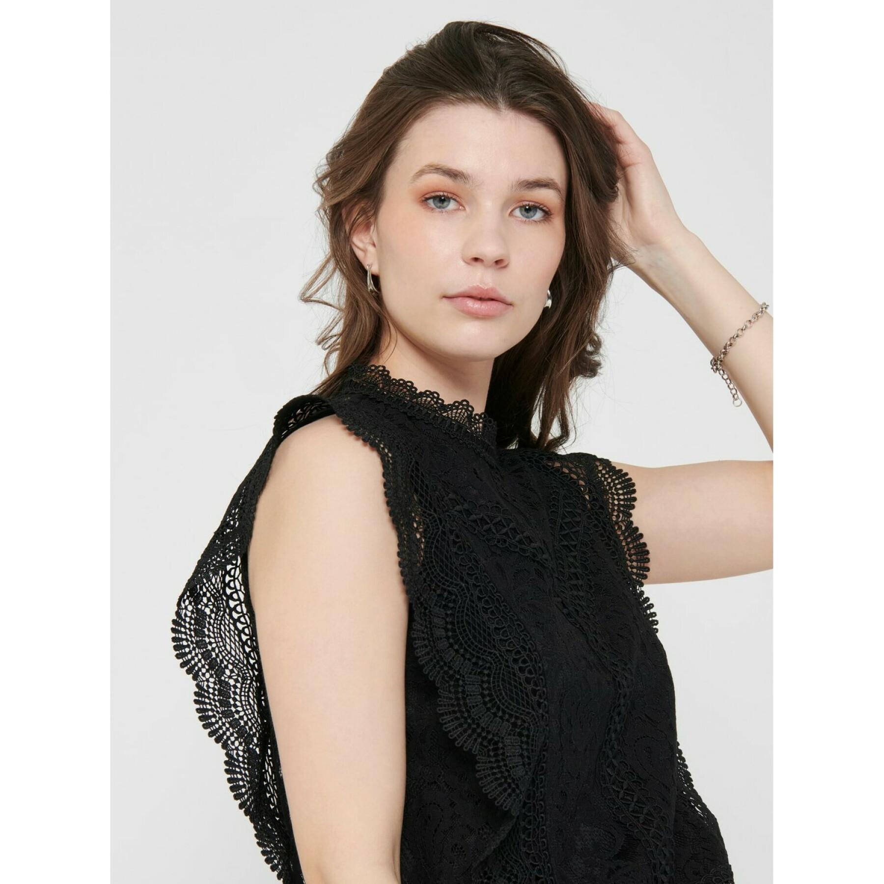 Women's sleeveless T-shirt Only lace wovens