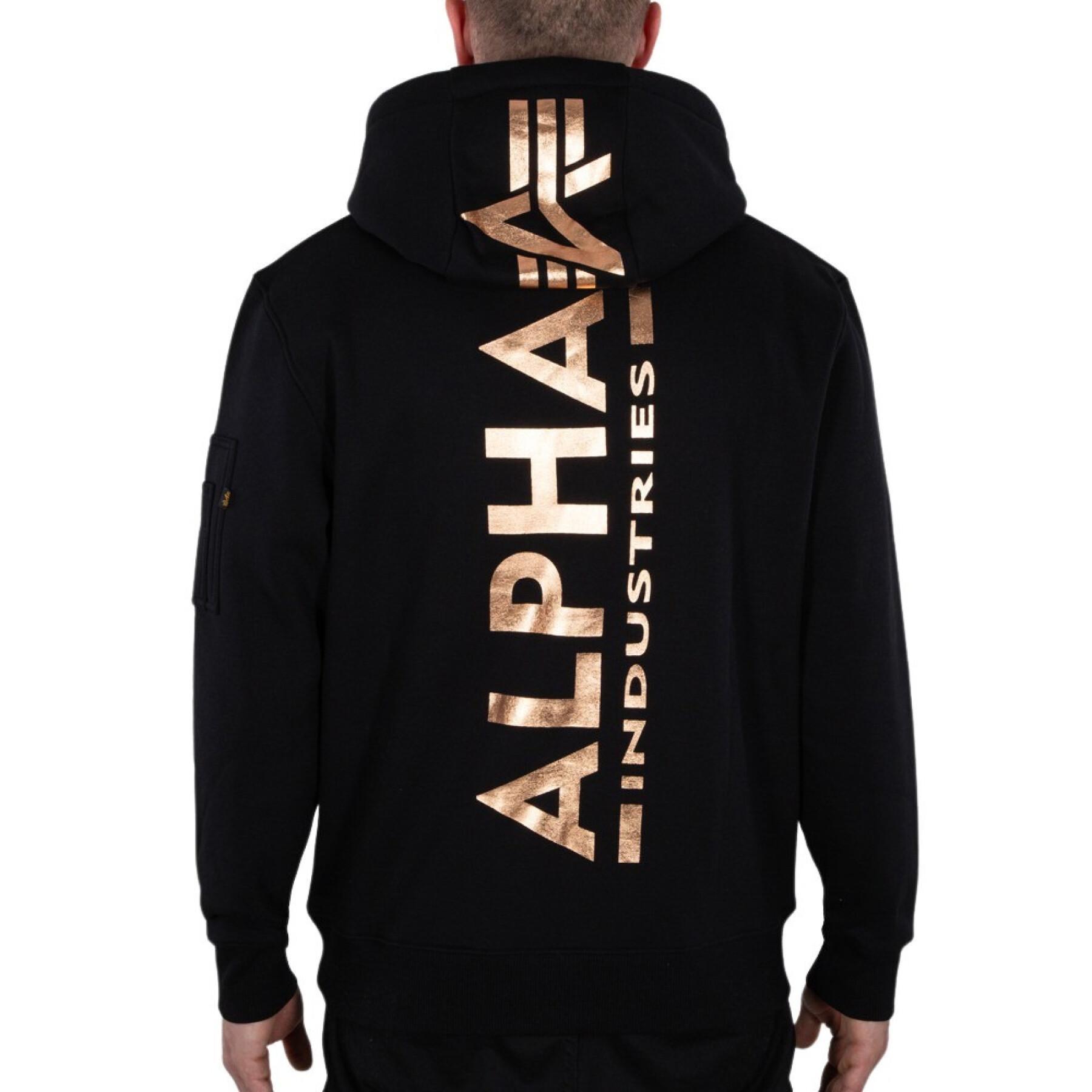 Sweat hooded Alpha Industries back print foil