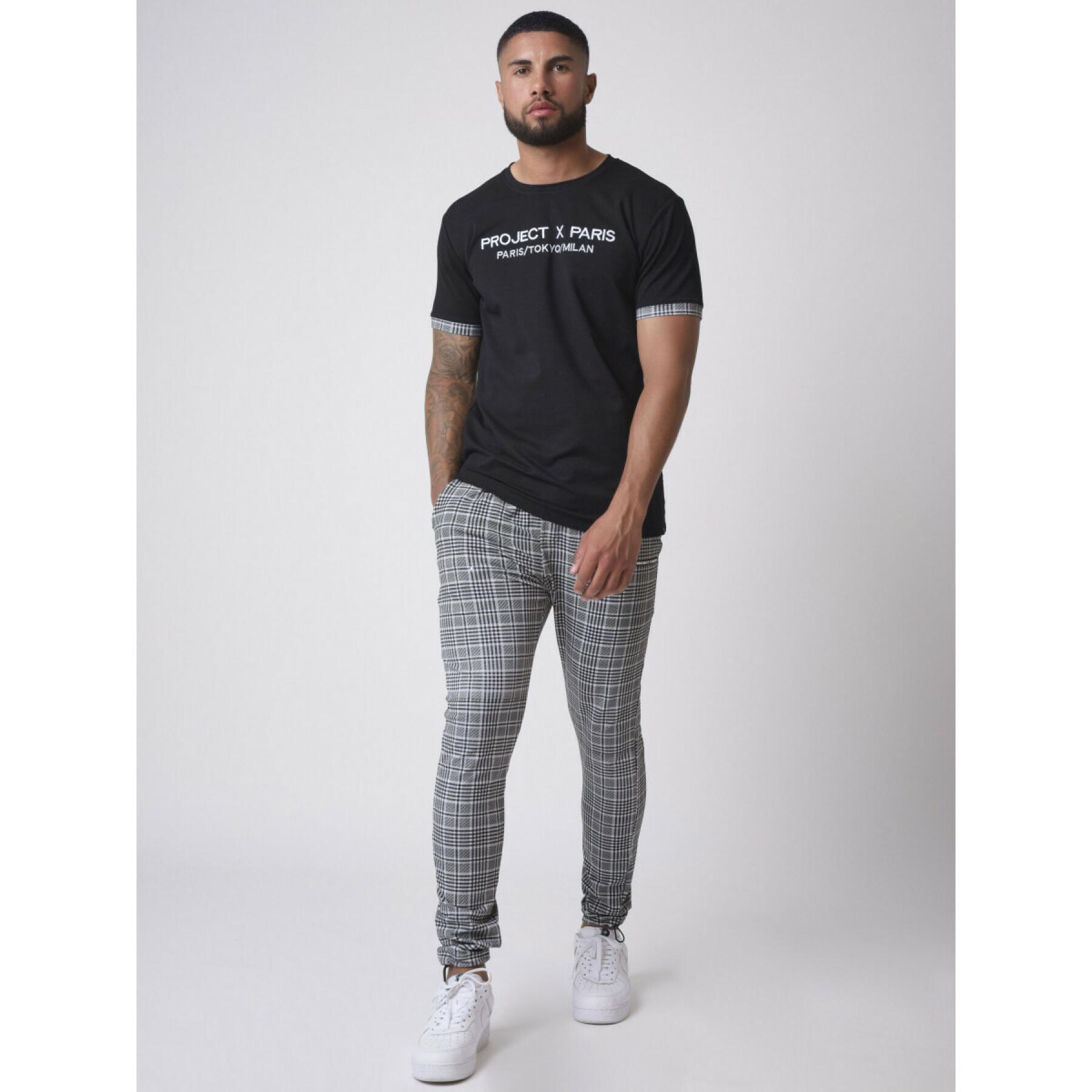 Embroidery T-shirt, checkered lapel Project X Paris