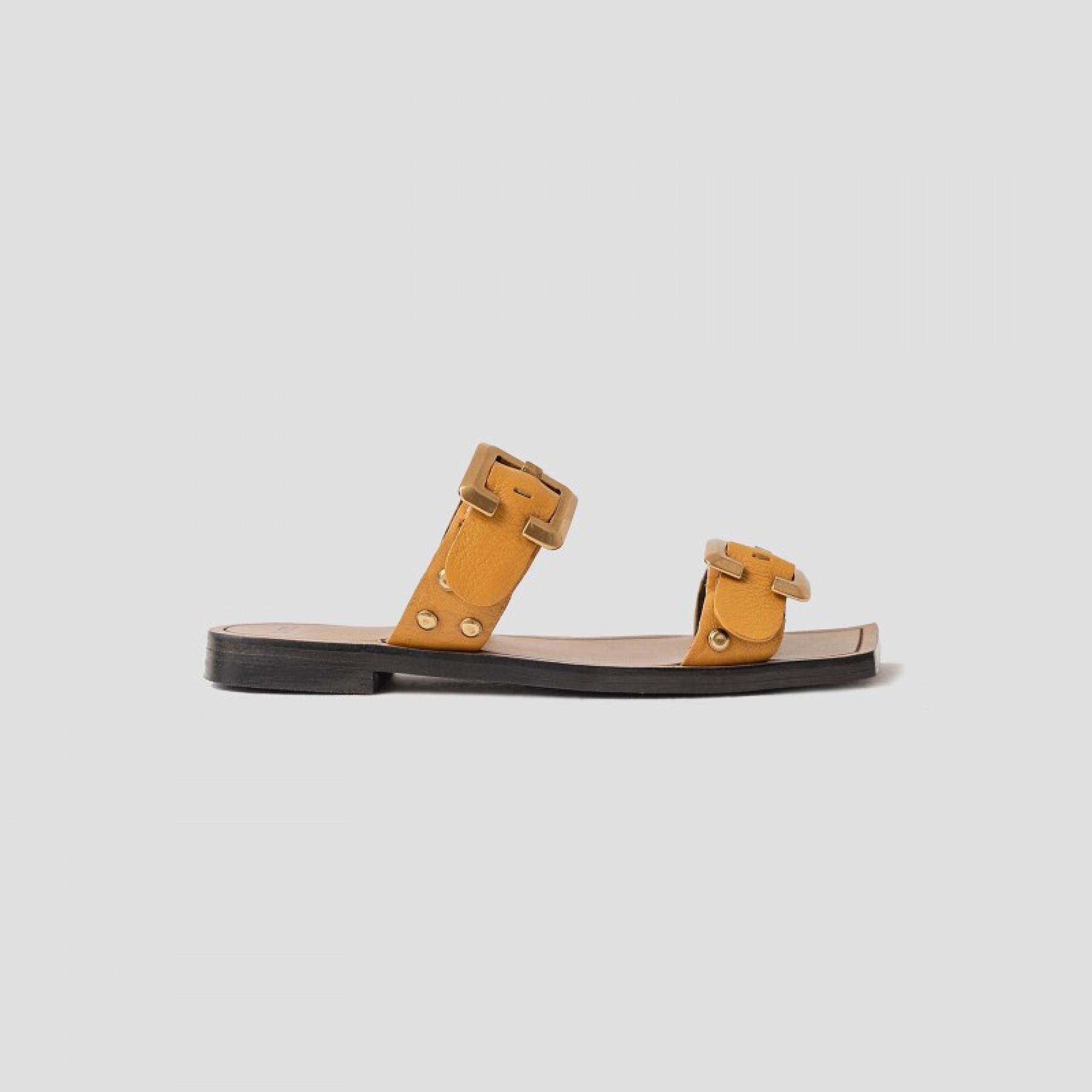 Leather sandals with 2 straps woman Bronx Anoma