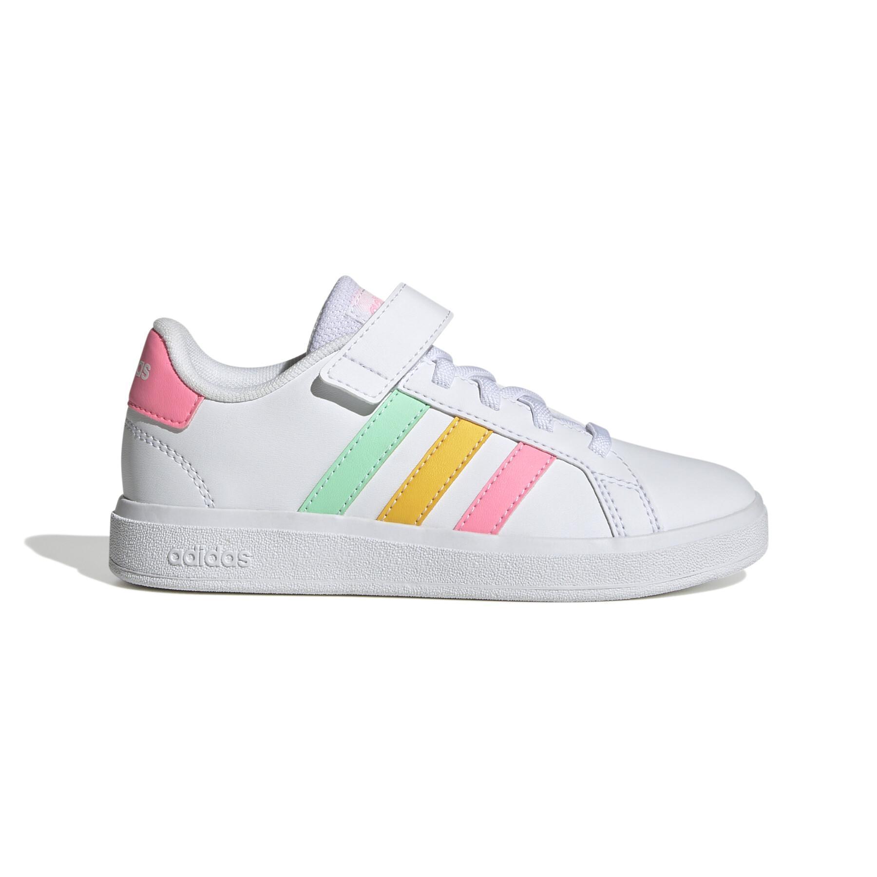 Sneakers with elastic laces and top strap child adidas Grand Court