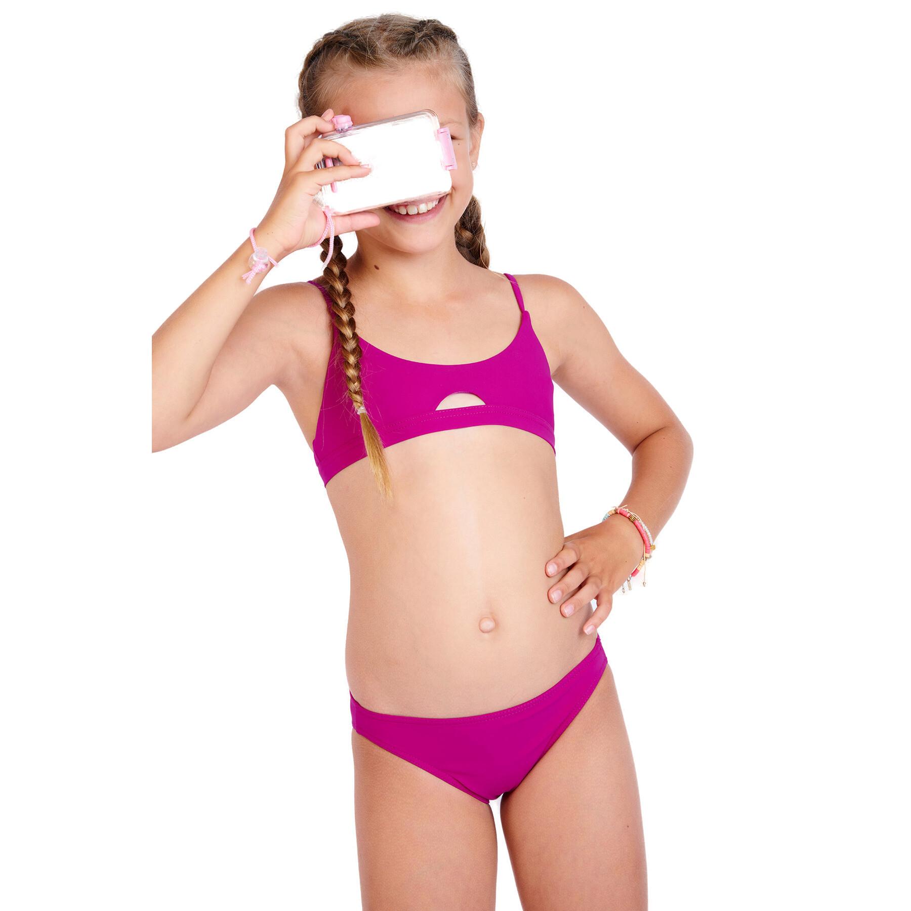 Children's pink two-piece swimsuit, MILOW CROCHET