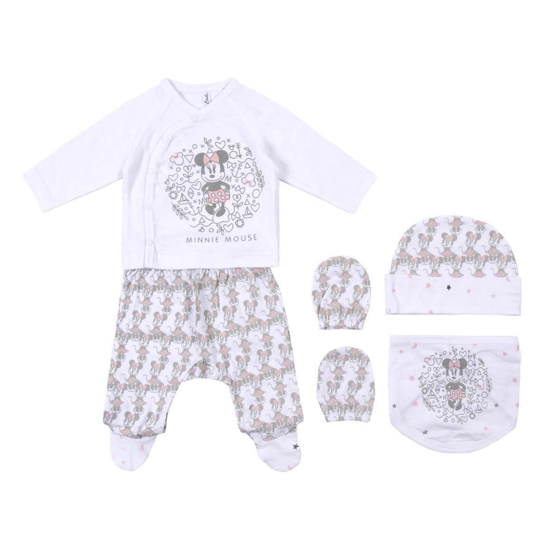 Baby girl 2-piece pyjama set, cap, bib and mittens Cerda Minnie