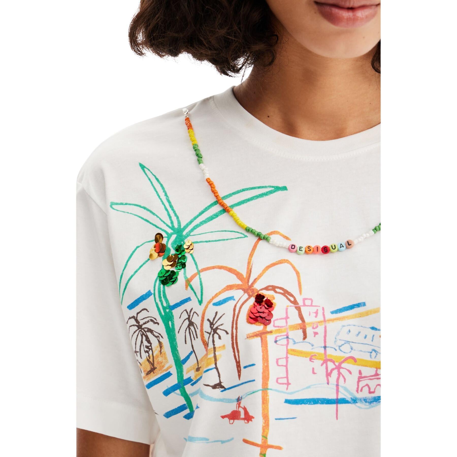 T-shirt illustration necklace woman Desigual