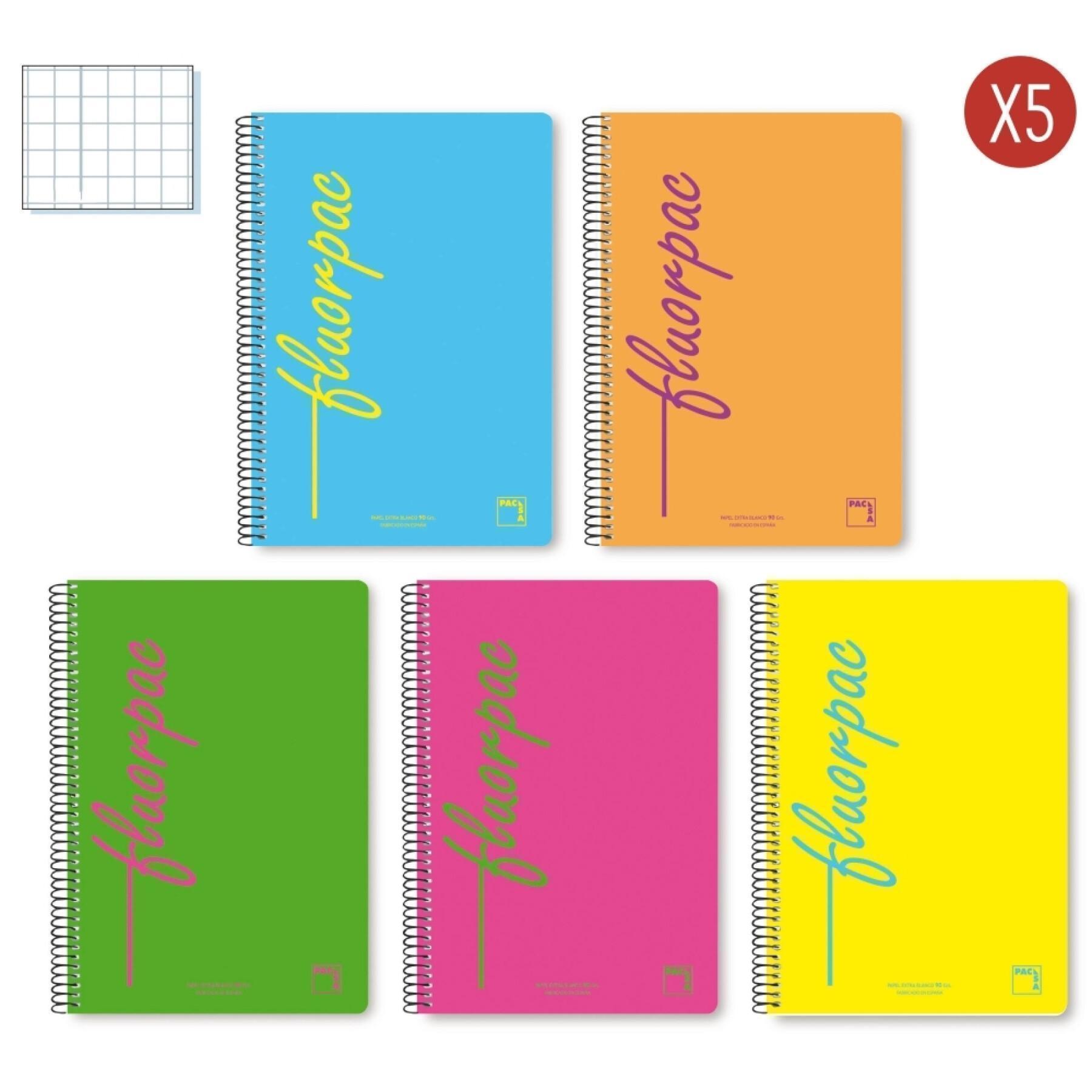 Pack of 5 hard-cover notepads, 80 square sheets Disney
