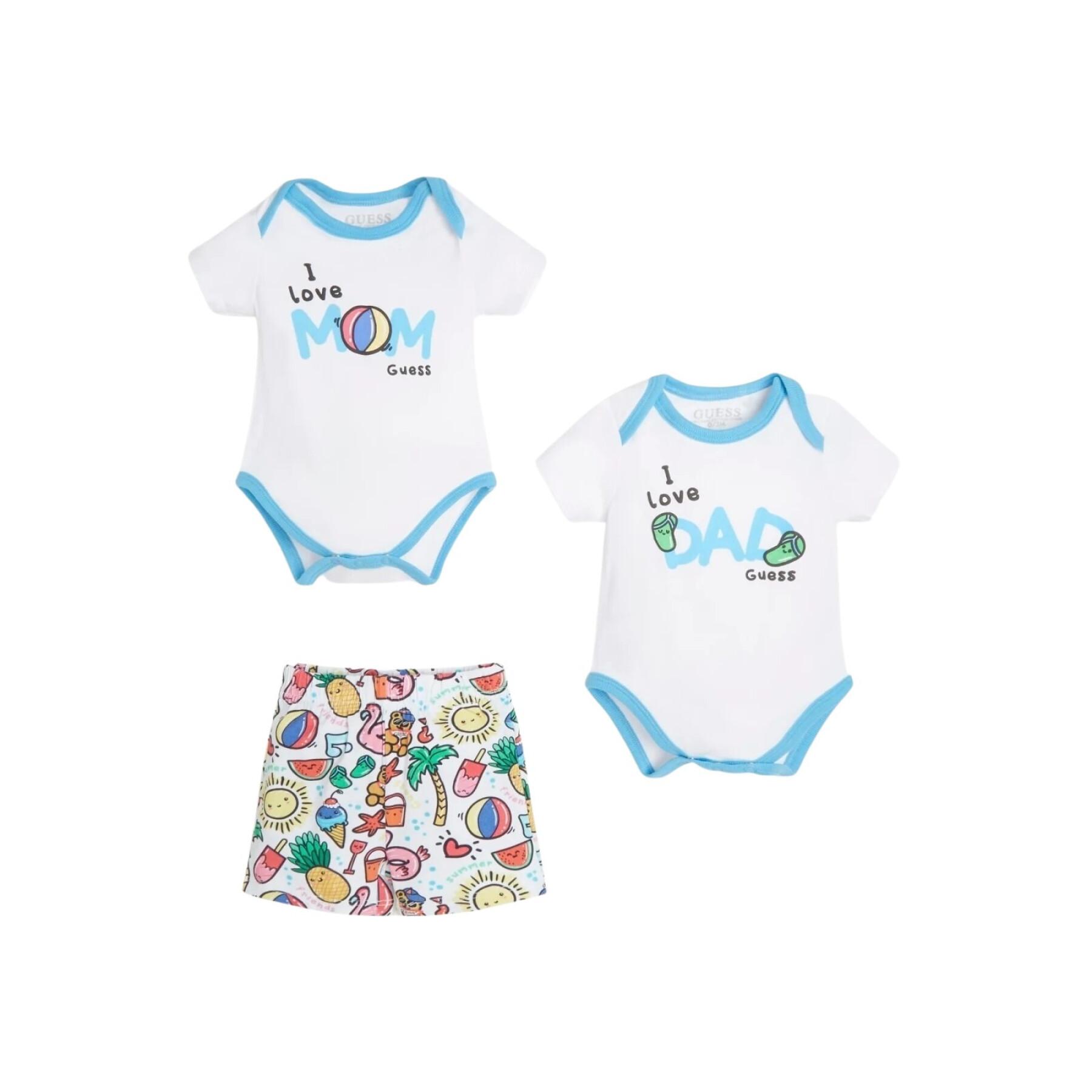 Set of 2 baby bodysuits + shorts Guess