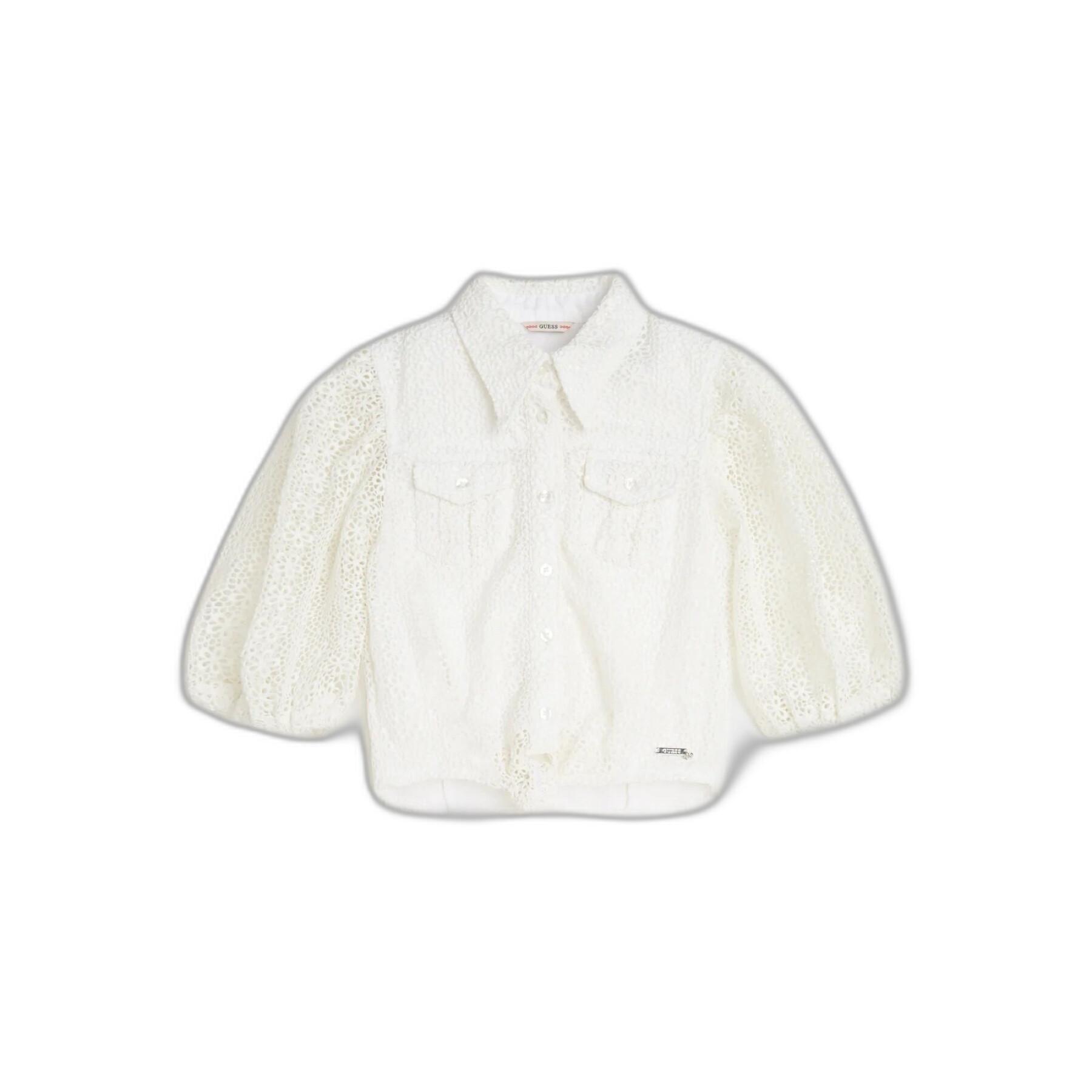 Cotton lace shirt with girl's bow Guess