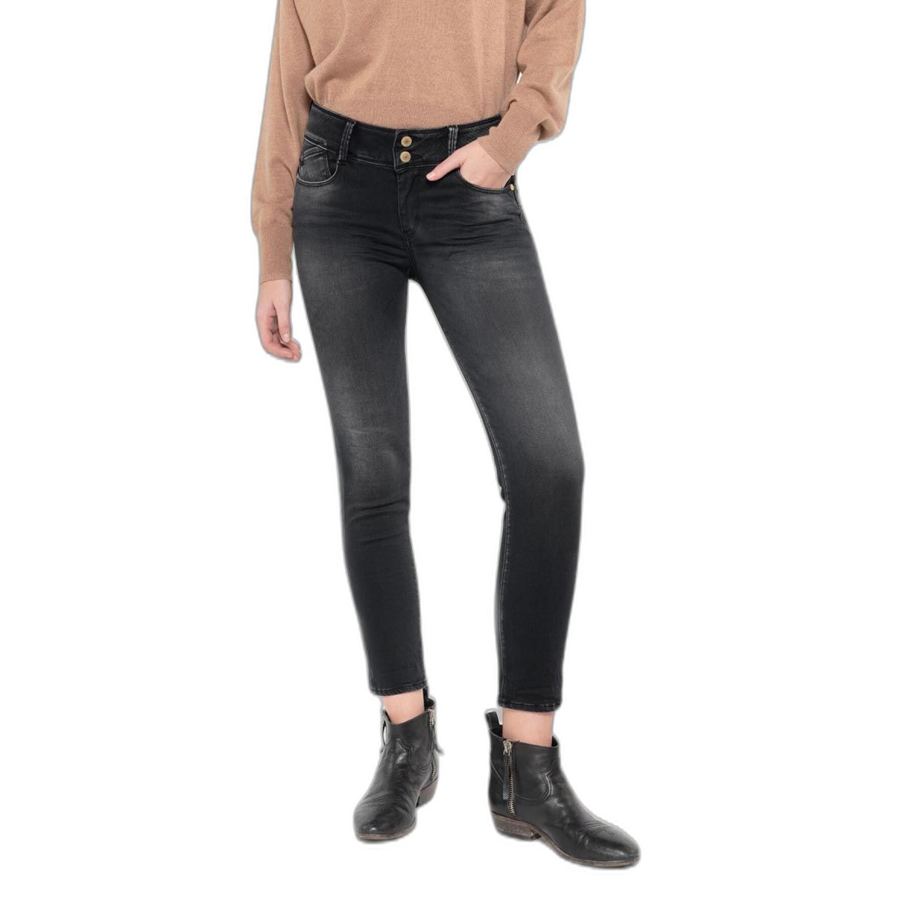 Women's high waist 7/8 jeans Le Temps des cerises Bari N°1 ultra pulp