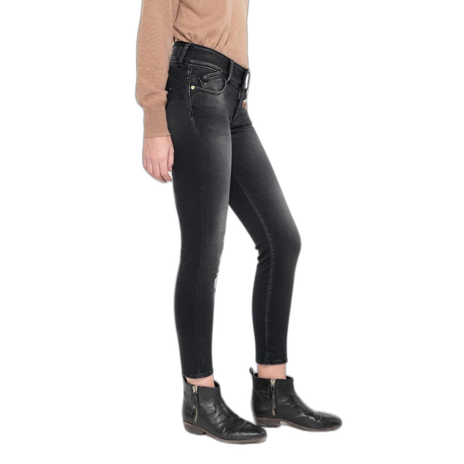 Women's high waist 7/8 jeans Le Temps des cerises Bari N°1 ultra pulp