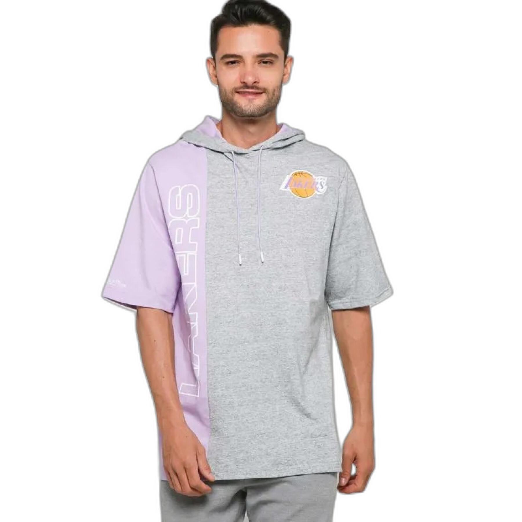 Short sleeve hoodie Los Angeles Lakers split