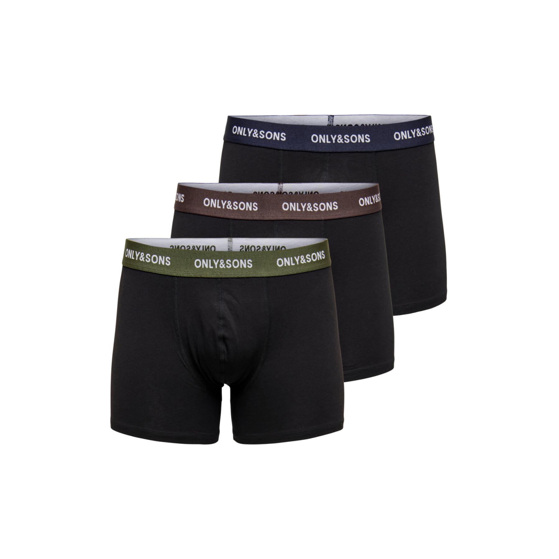 Set of 3 boxers Only & Sons Fitz Solid
