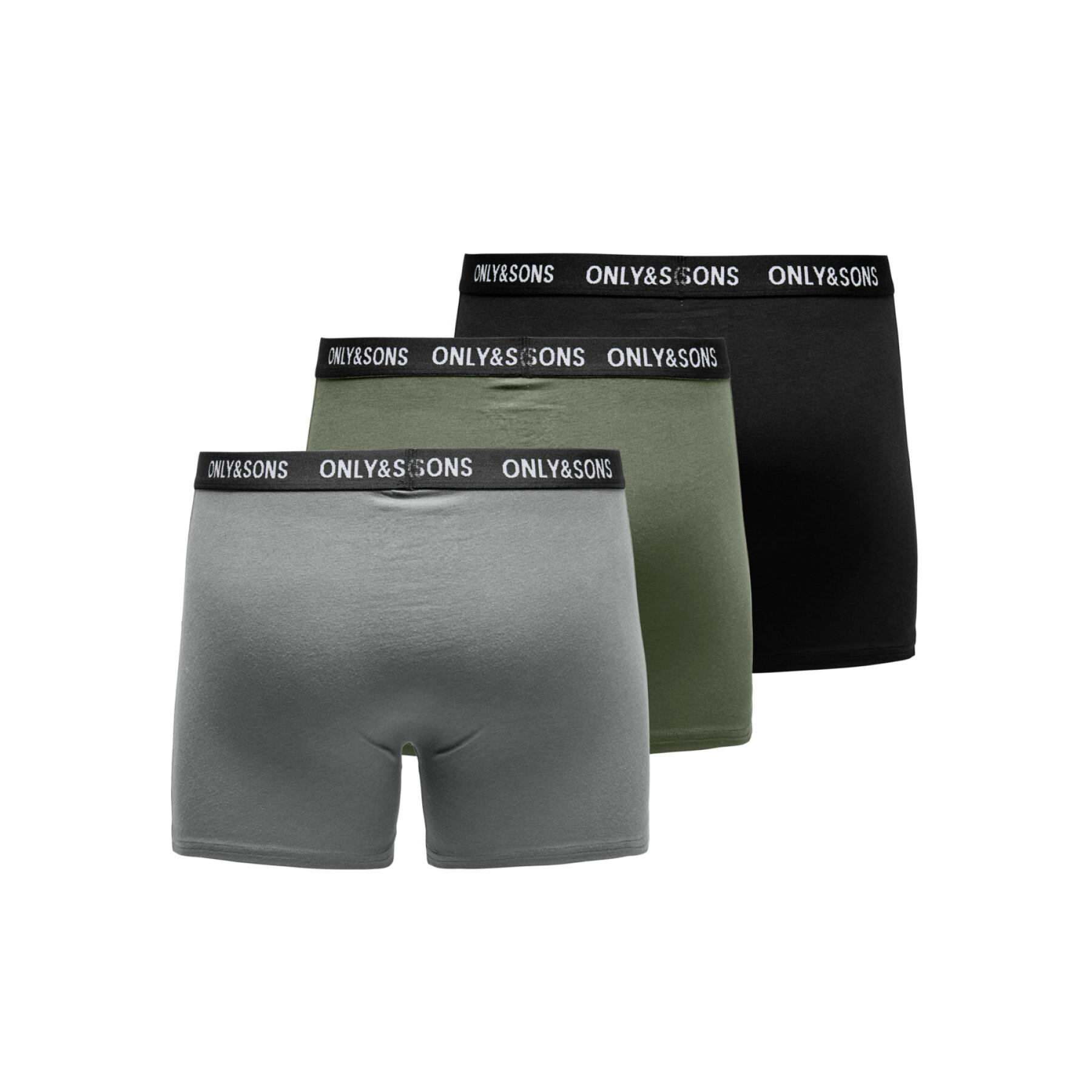 Set of 3 boxers Only & Sons Fitz Solid