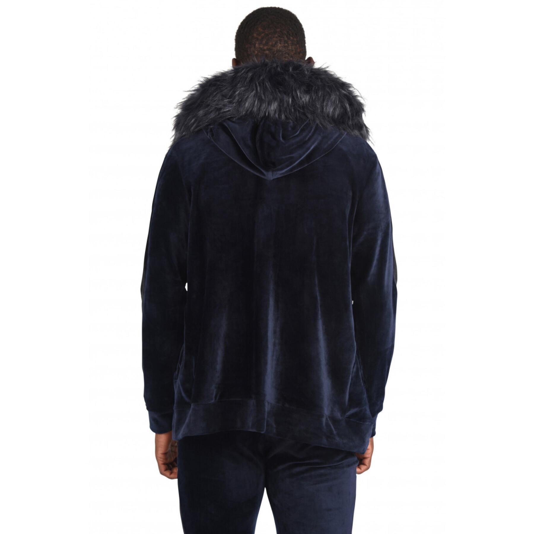 Furry velvet hoodie with side stripes Project X Paris