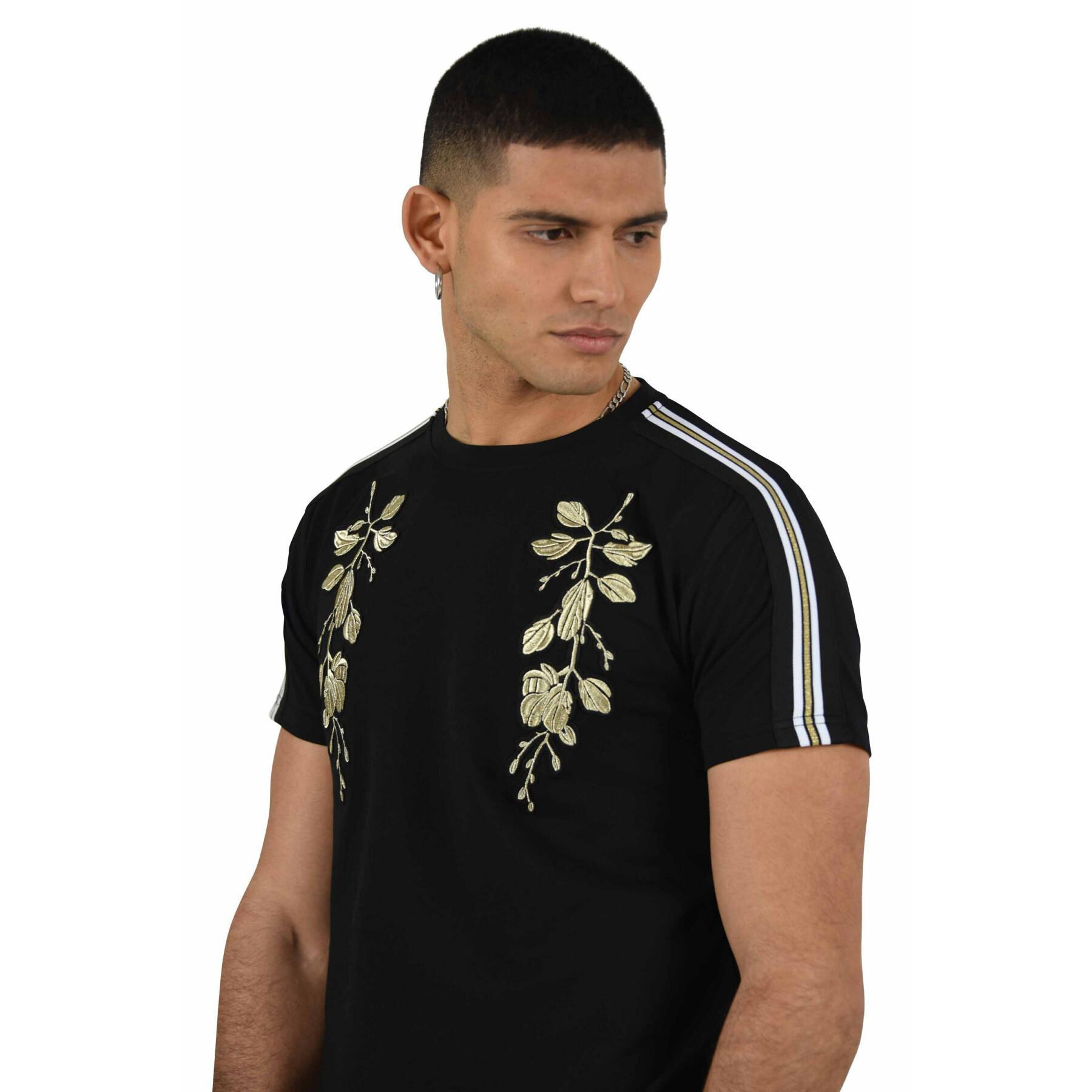 T-shirt round neck contrasting bands Project X Paris patch floral