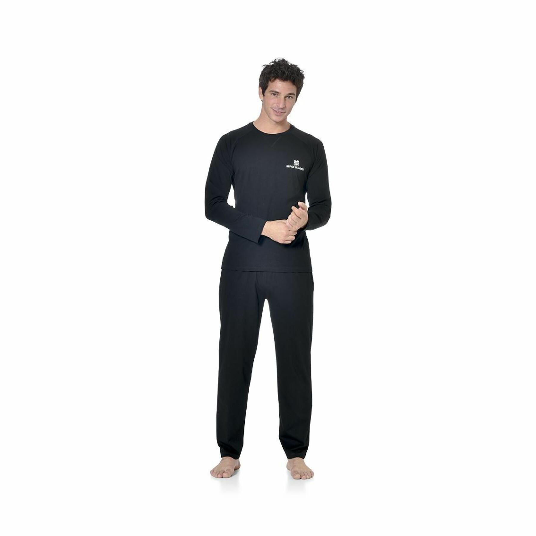 Long pajama set with round neck t-shirt west Serge Blanco