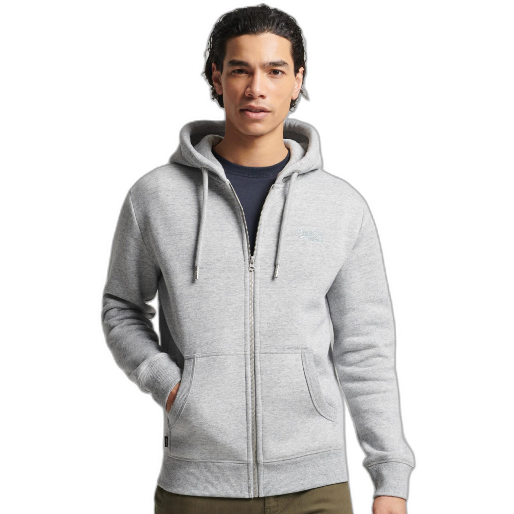 Organic cotton zipped hoodie with embroidered logo Superdry Vintage