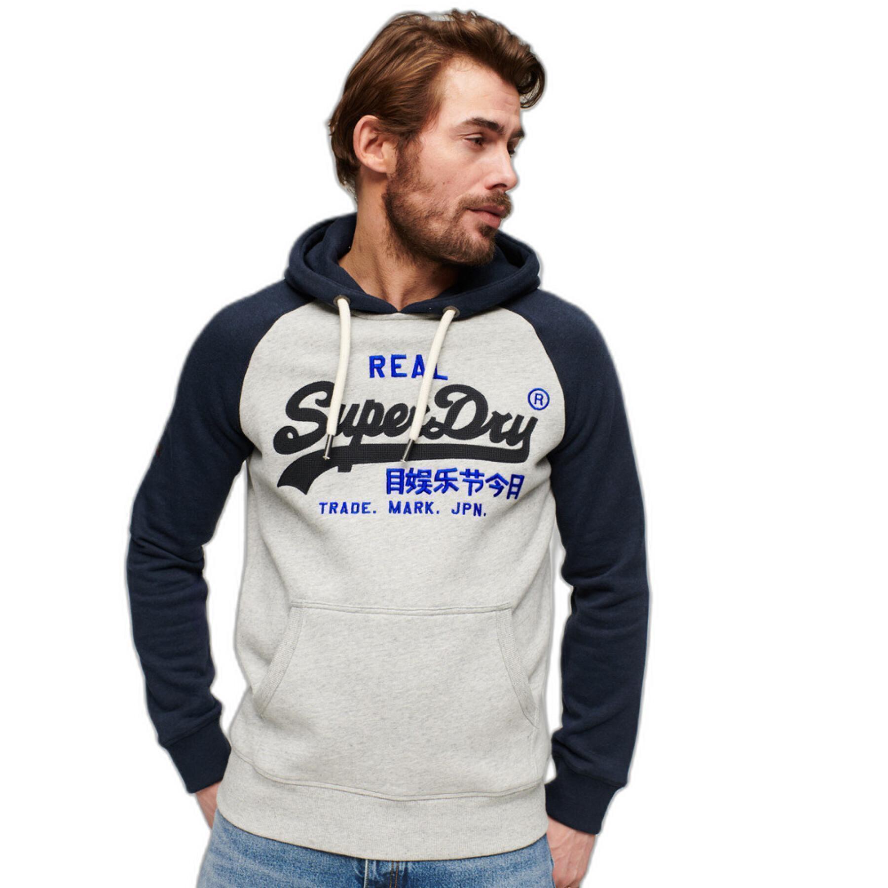 Organic raglan sleeve hoodie Superdry Vintage Logo Heritage