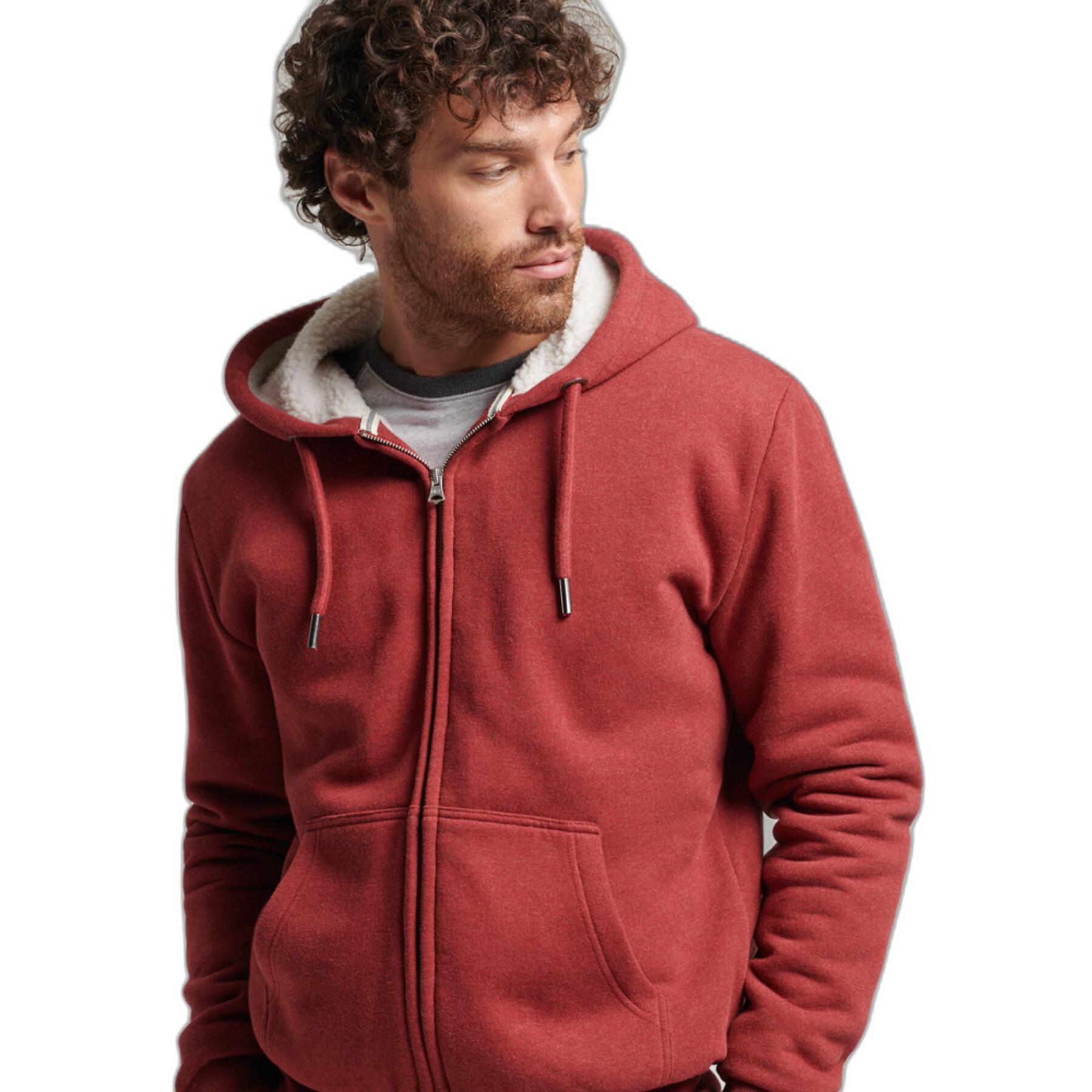 Hooded sweatshirt with zipper and wool lining Superdry