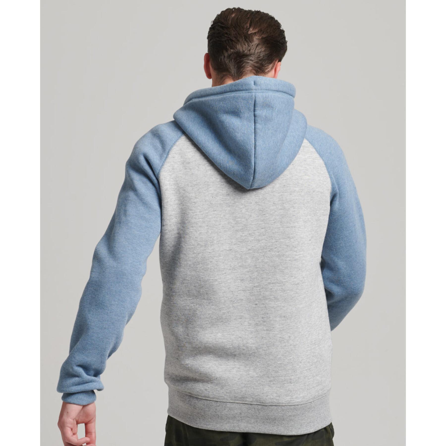 Hooded sweatshirt with zipper, baseball style, organic cotton Superdry Vintage Logo