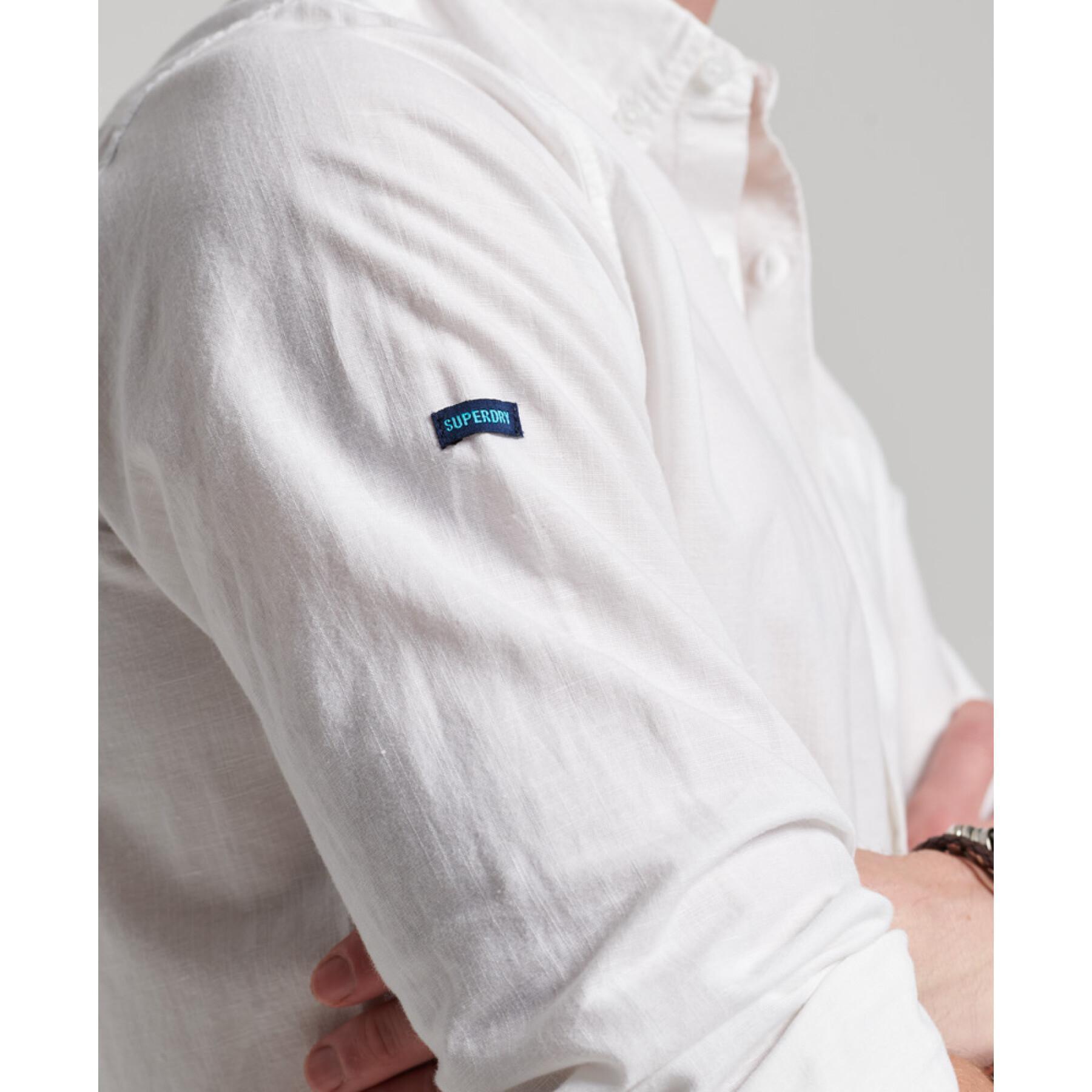 Button-down linen and organic cotton shirt Superdry Studios