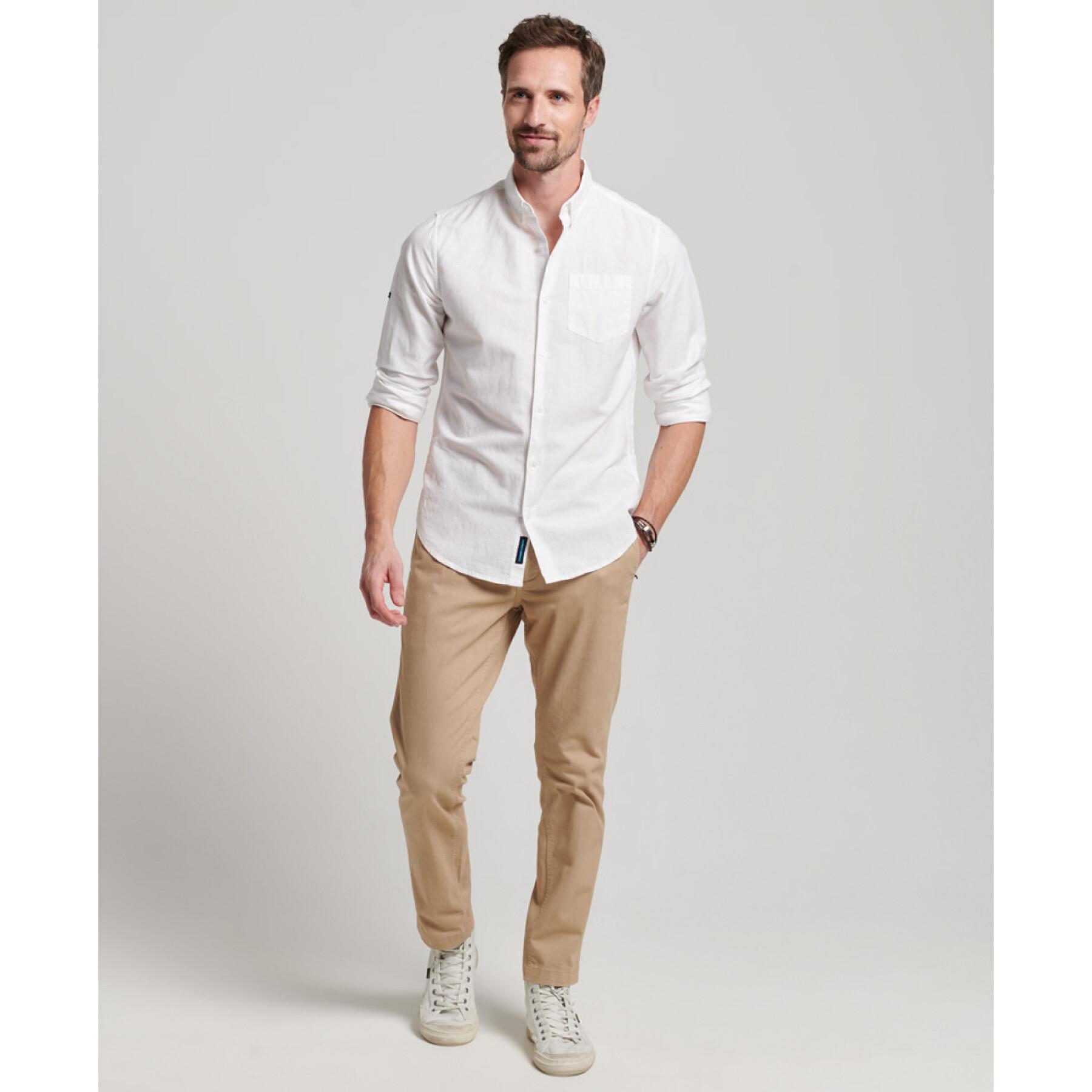 Button-down linen and organic cotton shirt Superdry Studios