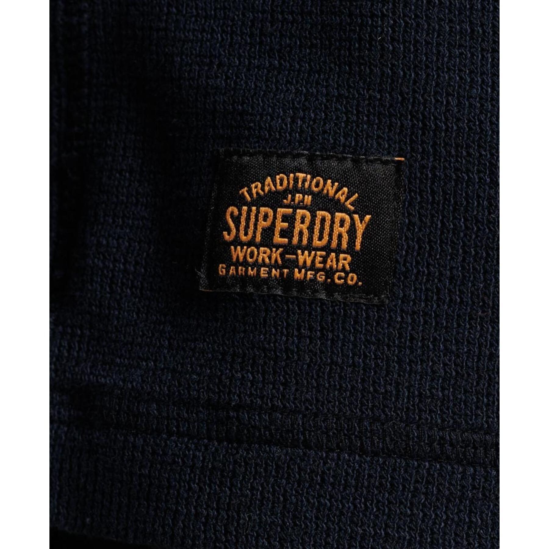 Embossed T-shirt with Tunisian collar and long sleeves Superdry