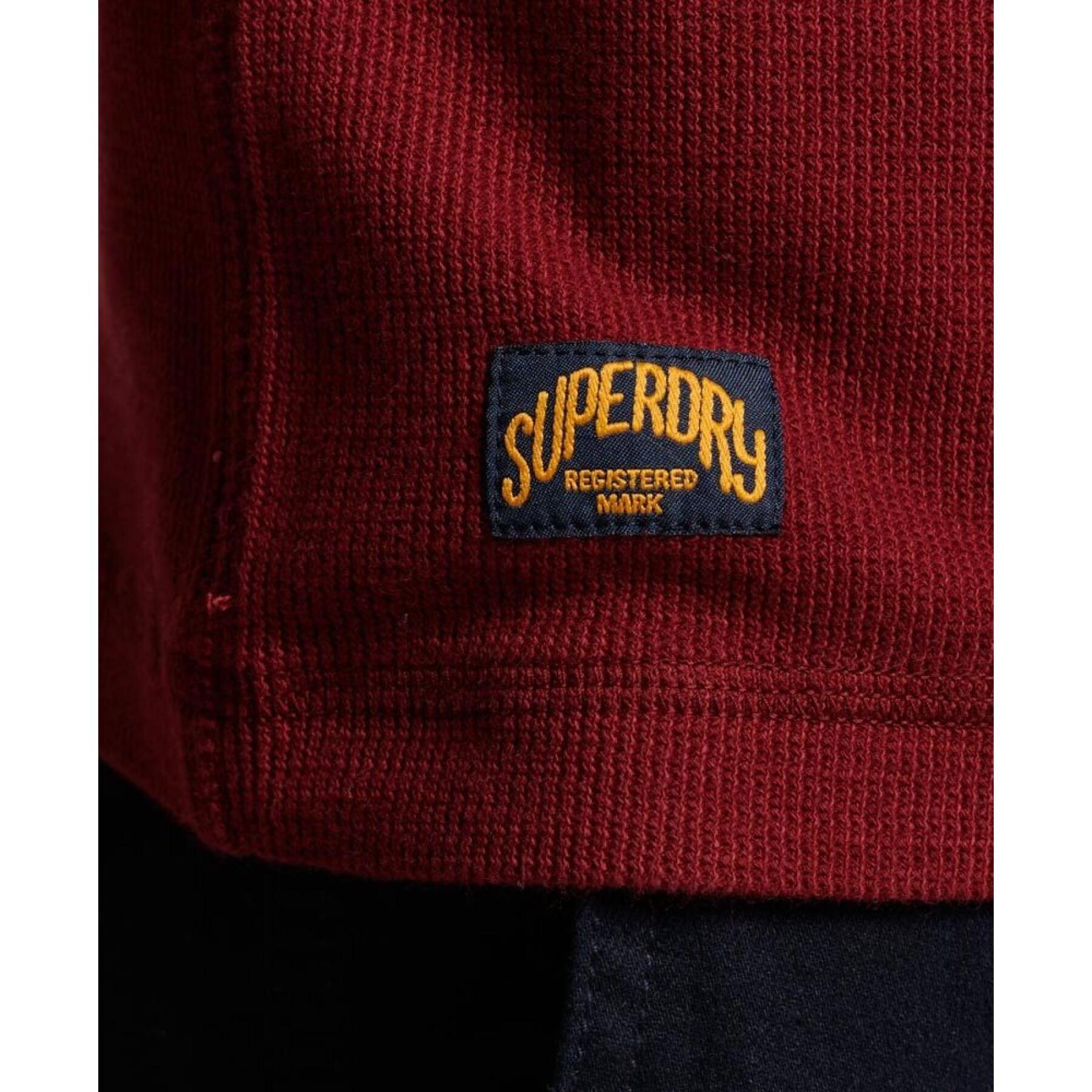 Long-sleeved embossed T-shirt with Tunisian collar Superdry