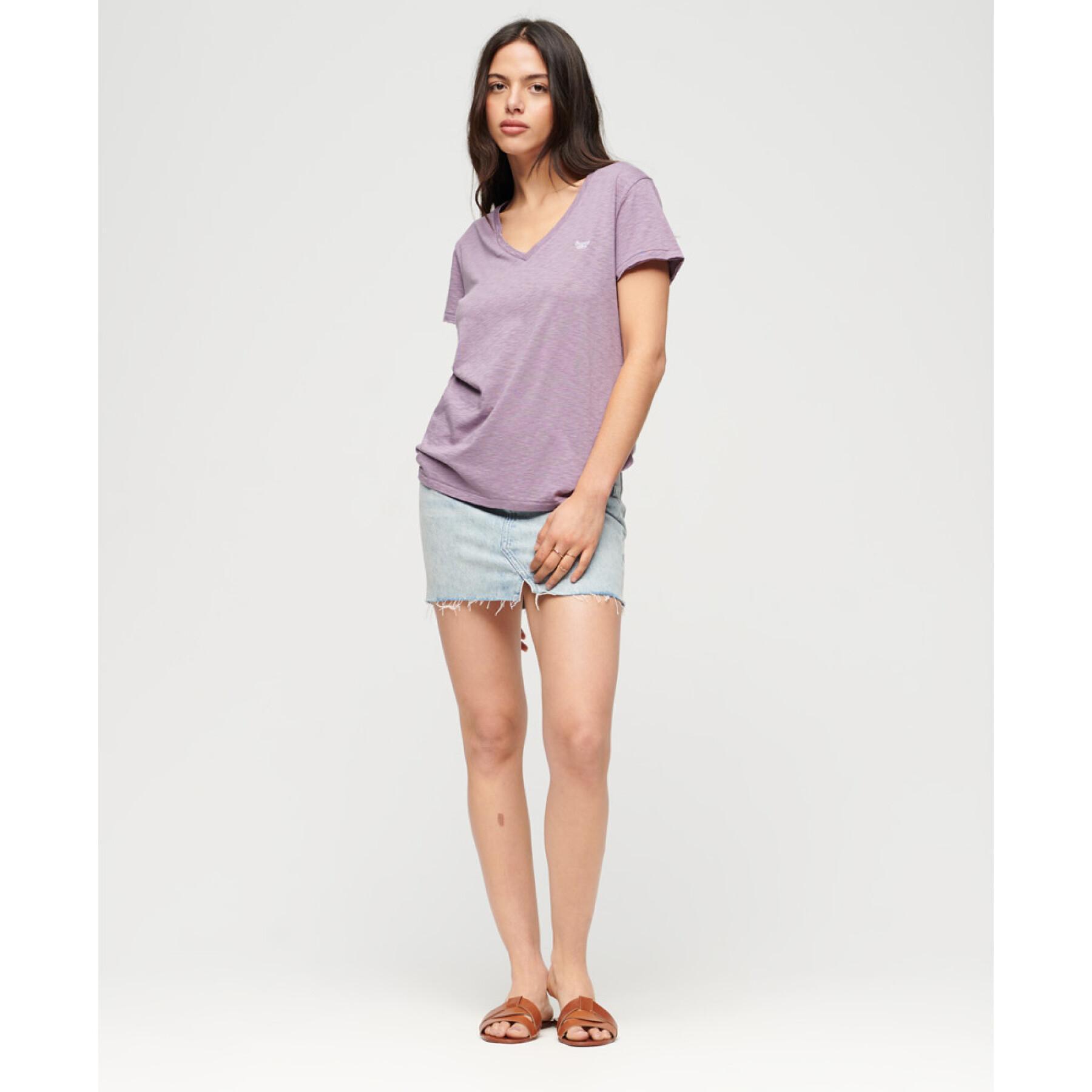 Woman's embroidered and flamed v-neck T-shirt Superdry
