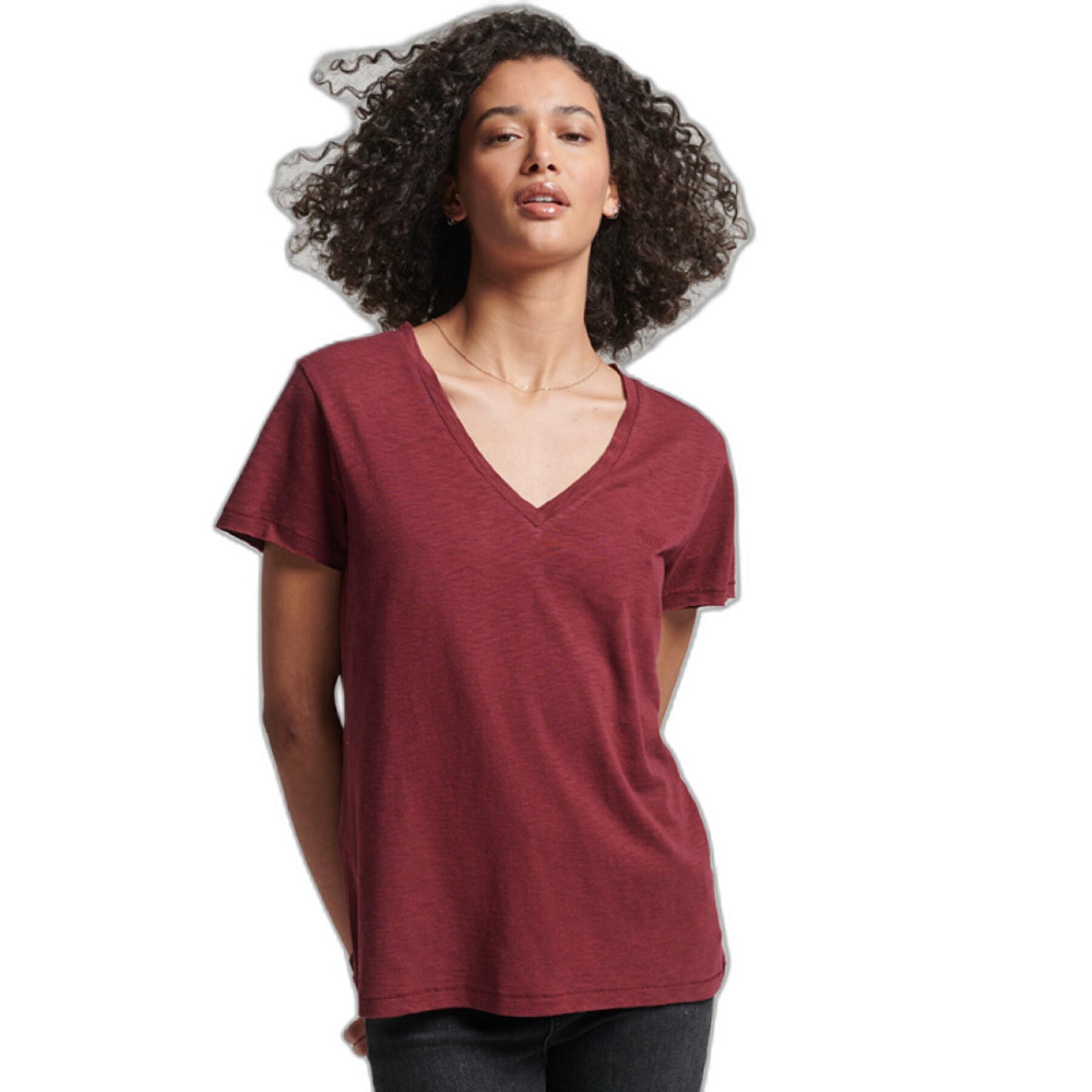 Woman's embroidered and flamed v-neck T-shirt Superdry