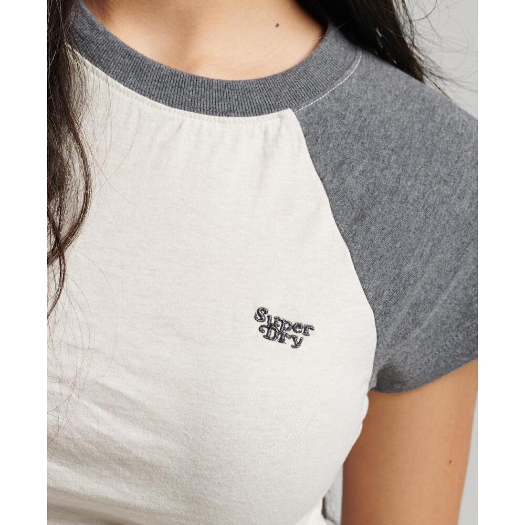 Organic cotton T-shirt with raglan sleeves and women's logo Superdry Essential