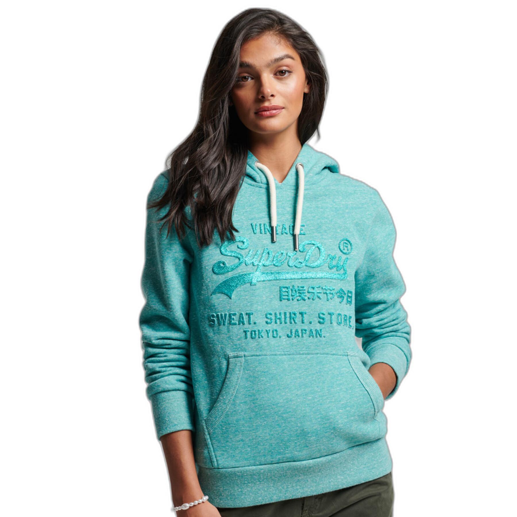 Sweatshirt women's embossed logo hoodie Superdry