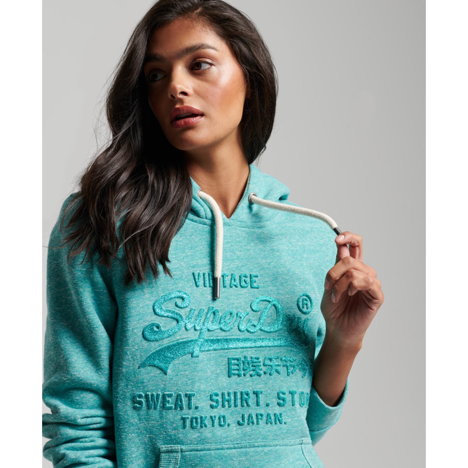 Sweatshirt women's embossed logo hoodie Superdry