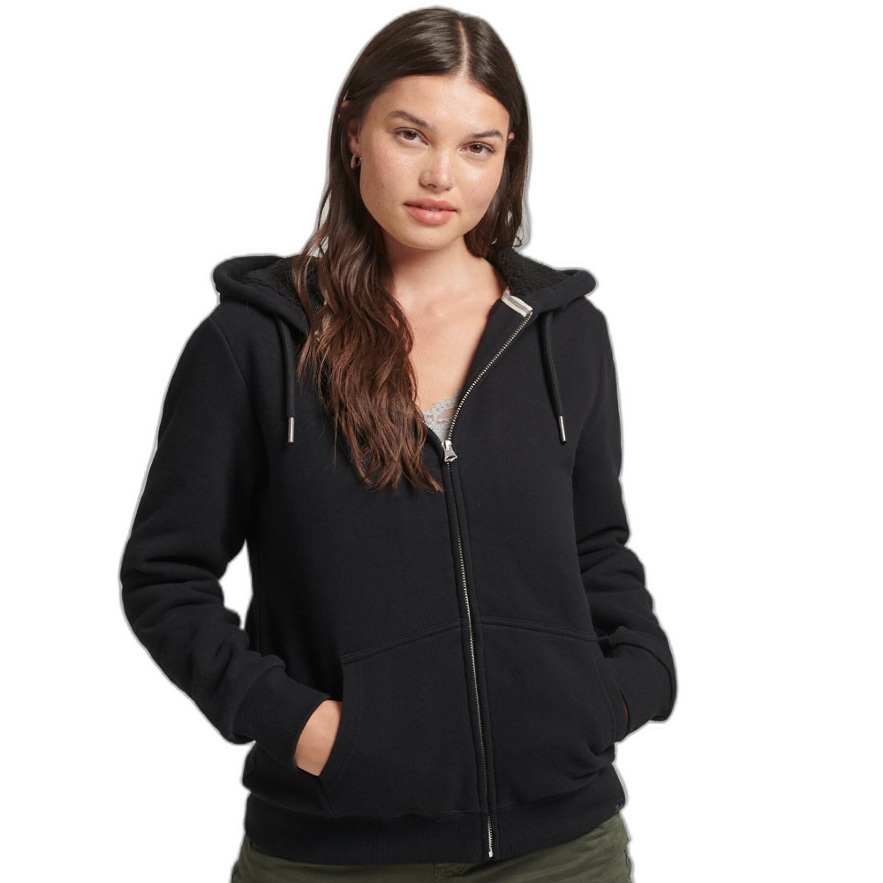Women's zip-up hooded sweatshirt lined with woolen skin Superdry