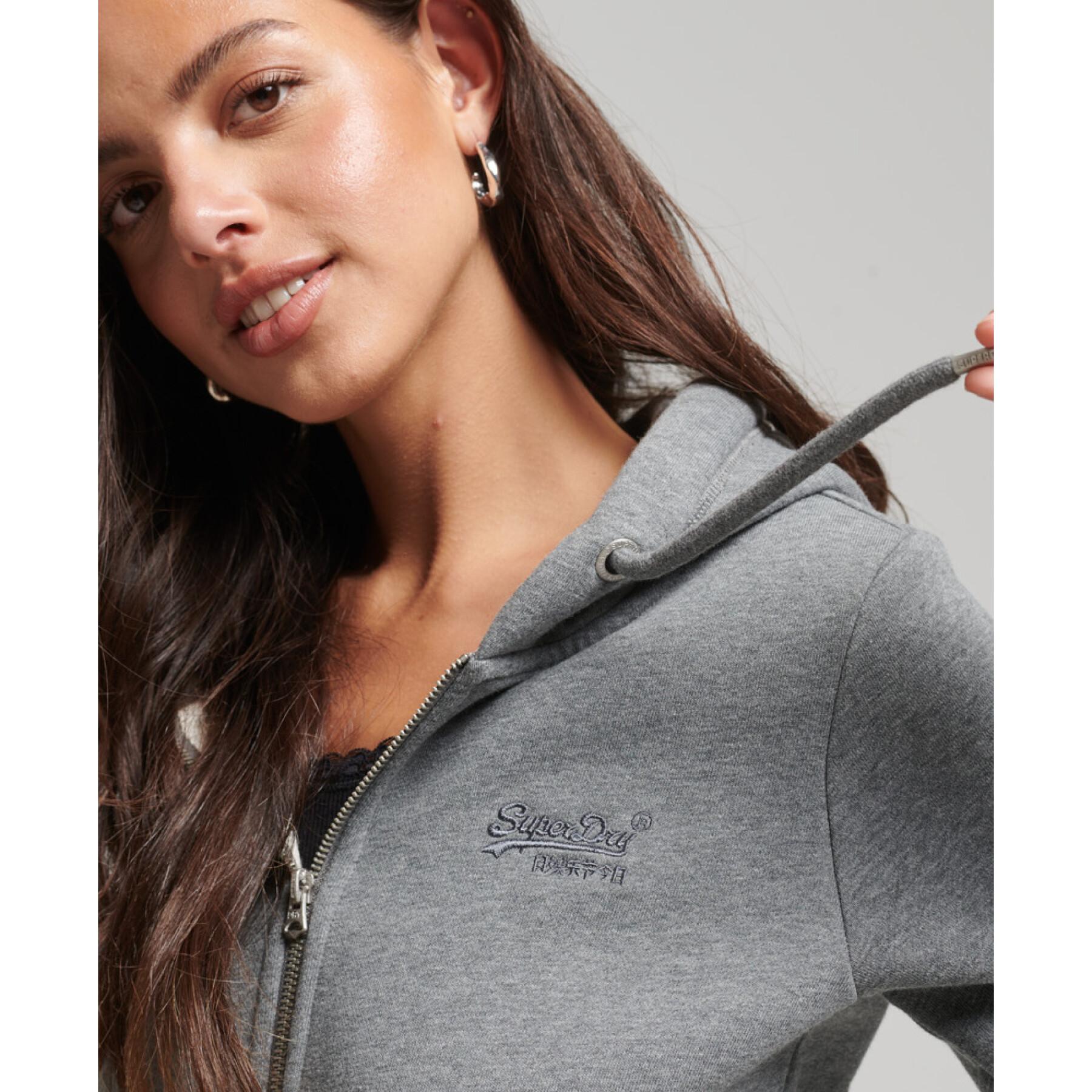 Hoodie zipped organic cotton woman Superdry Essential Logo