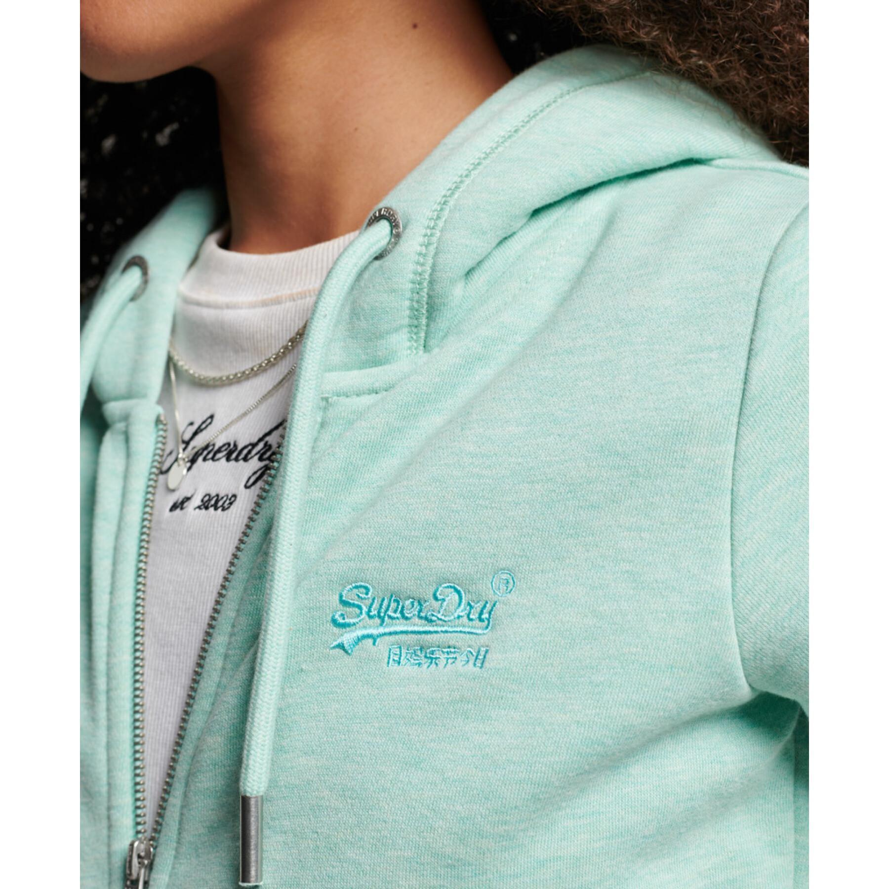 Sweatshirt hooded zipped and embroidered woman Superdry Vintage Logo