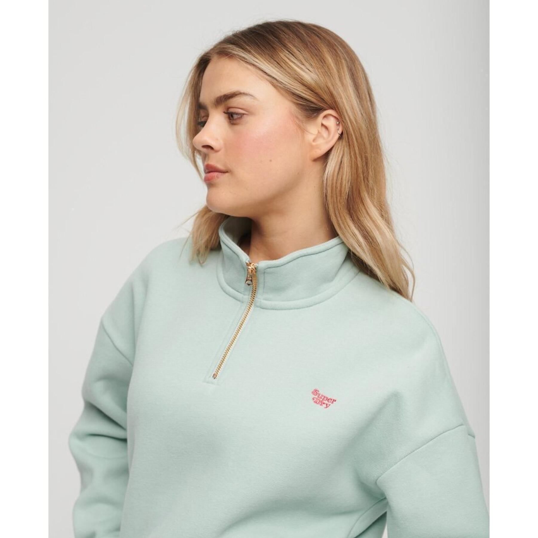 Women's sweatshirt with tunisian collar and embroidered logo Superdry Vintage