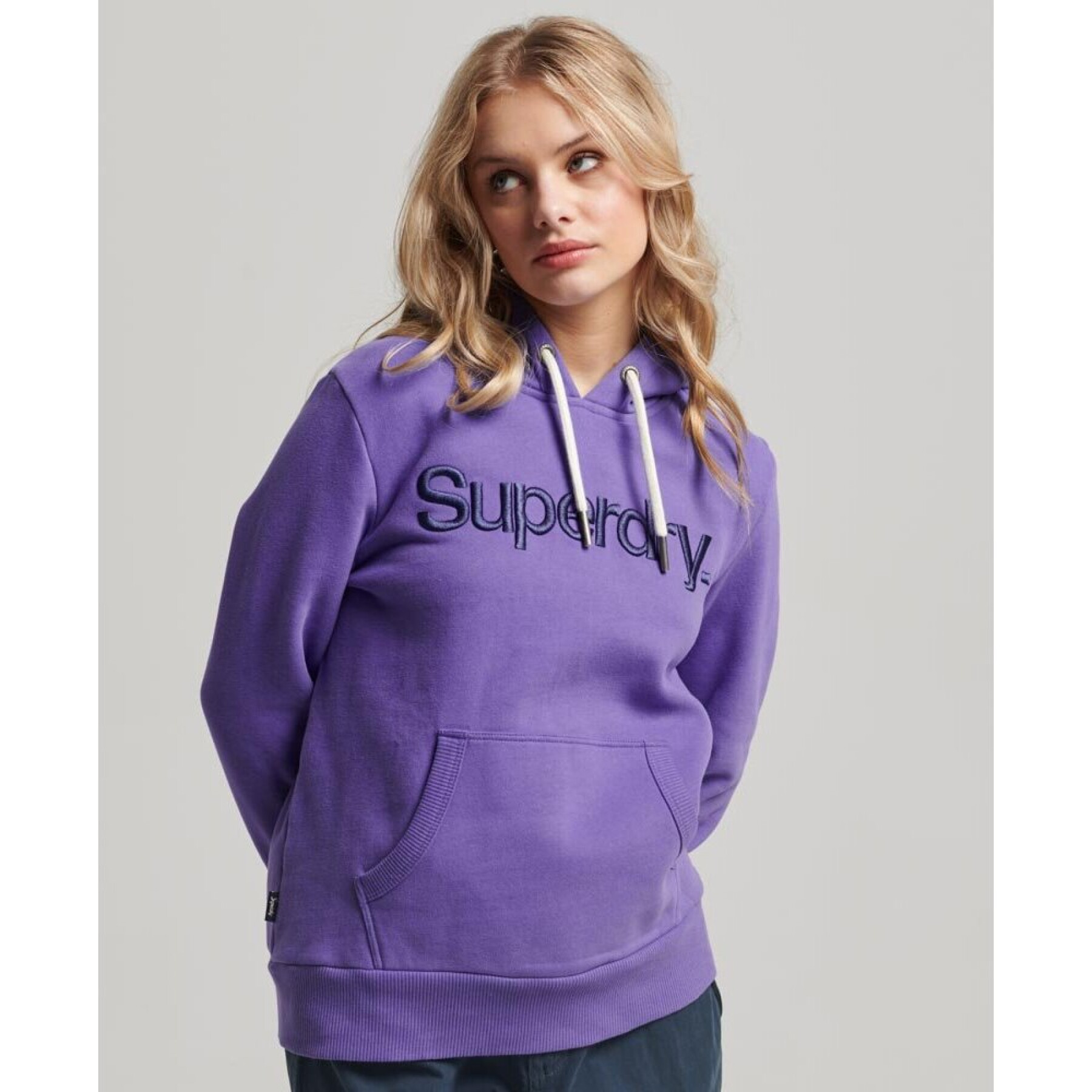 Women's hooded sweatshirt with tone-on-tone embroidered logo Superdry