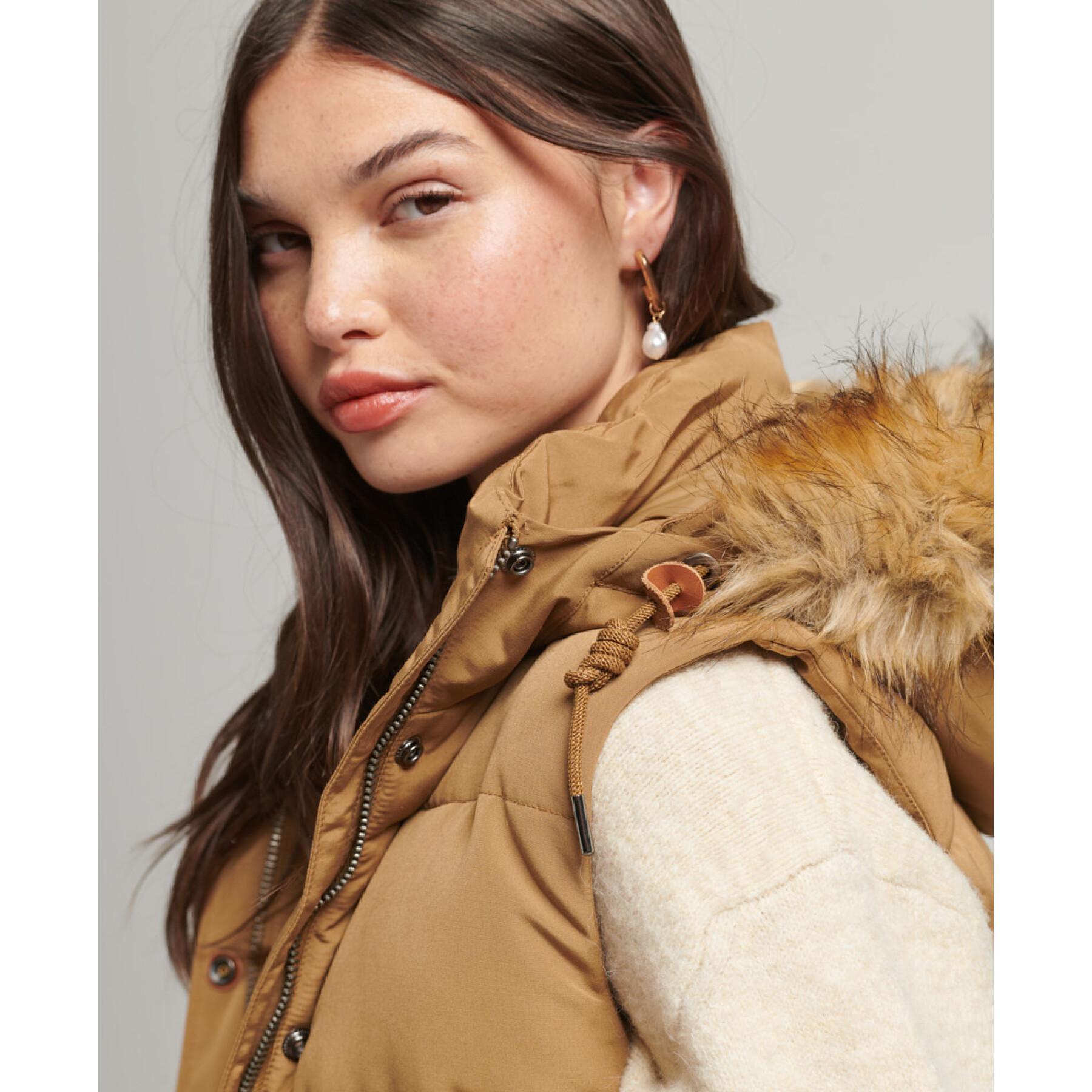 Sleeveless faux fur jacket for women Superdry Everest