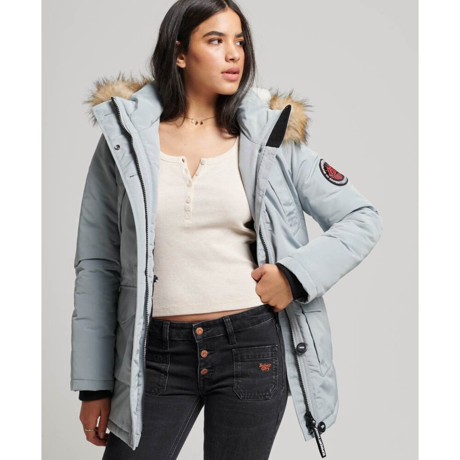 Women's hooded parka with synthetic fur Superdry Everest