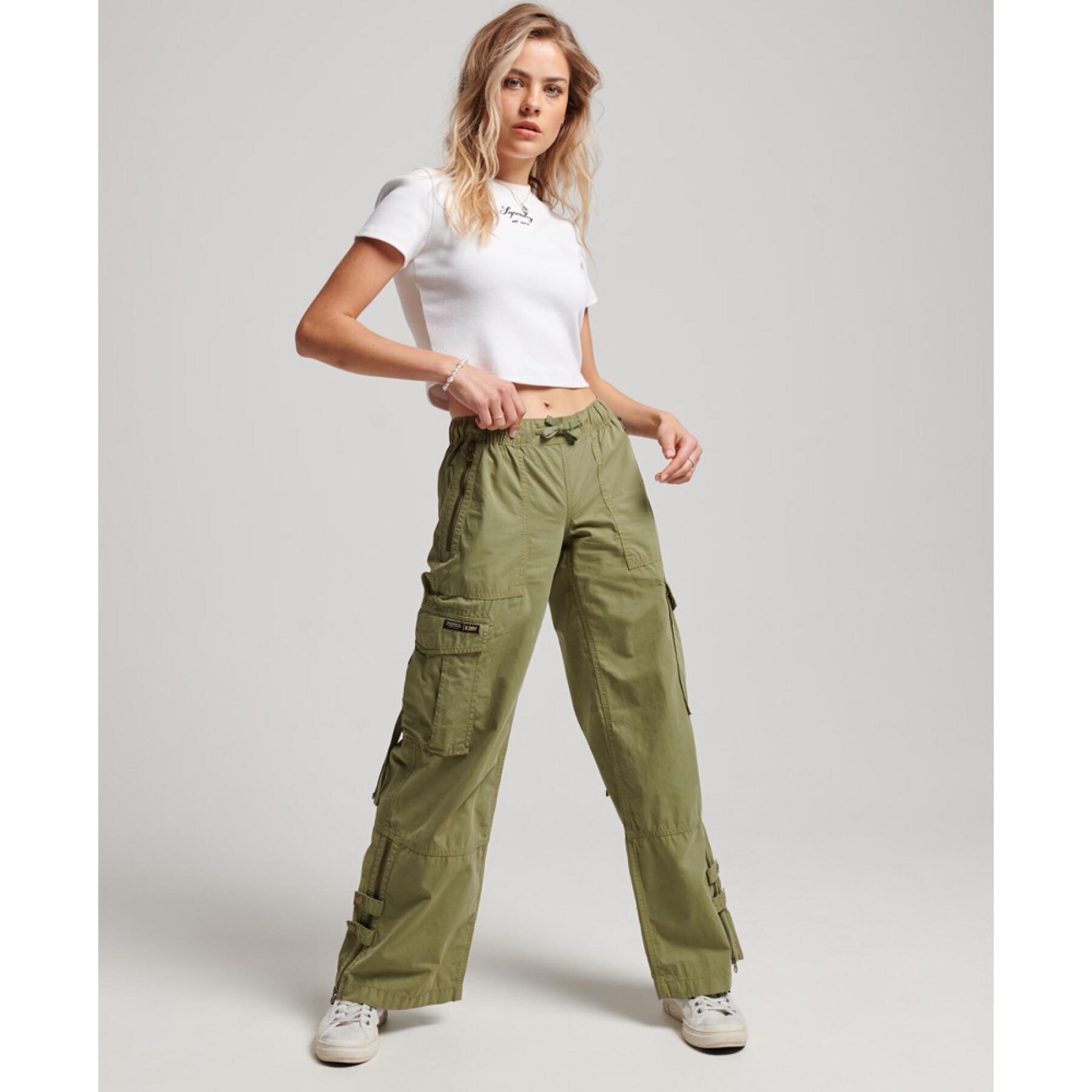 Superdry Baggy Parachute Pants, Olive Night at John Lewis & Partners