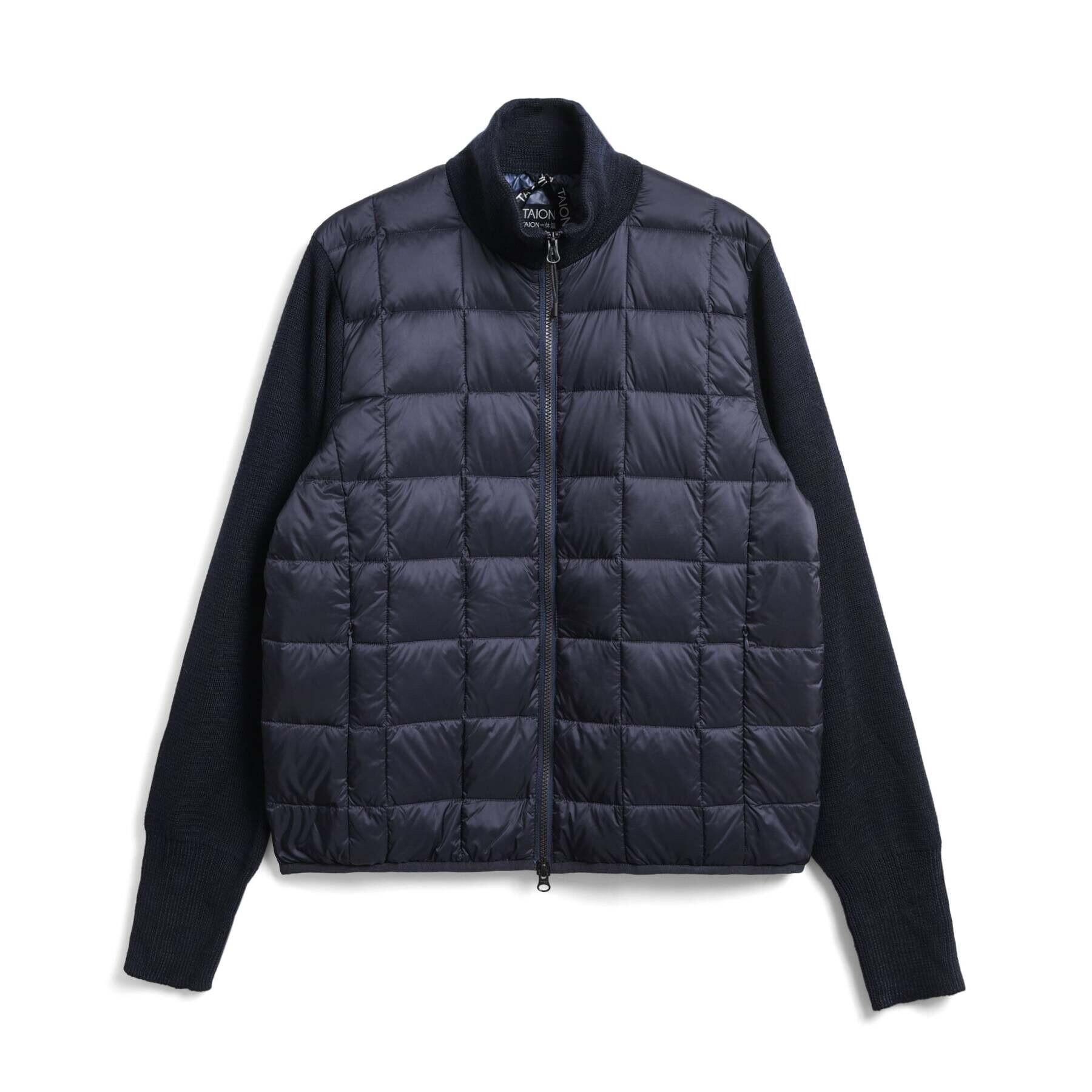 BasicPuffer Jacket with high collar and knitted zip-off sleeves Taion