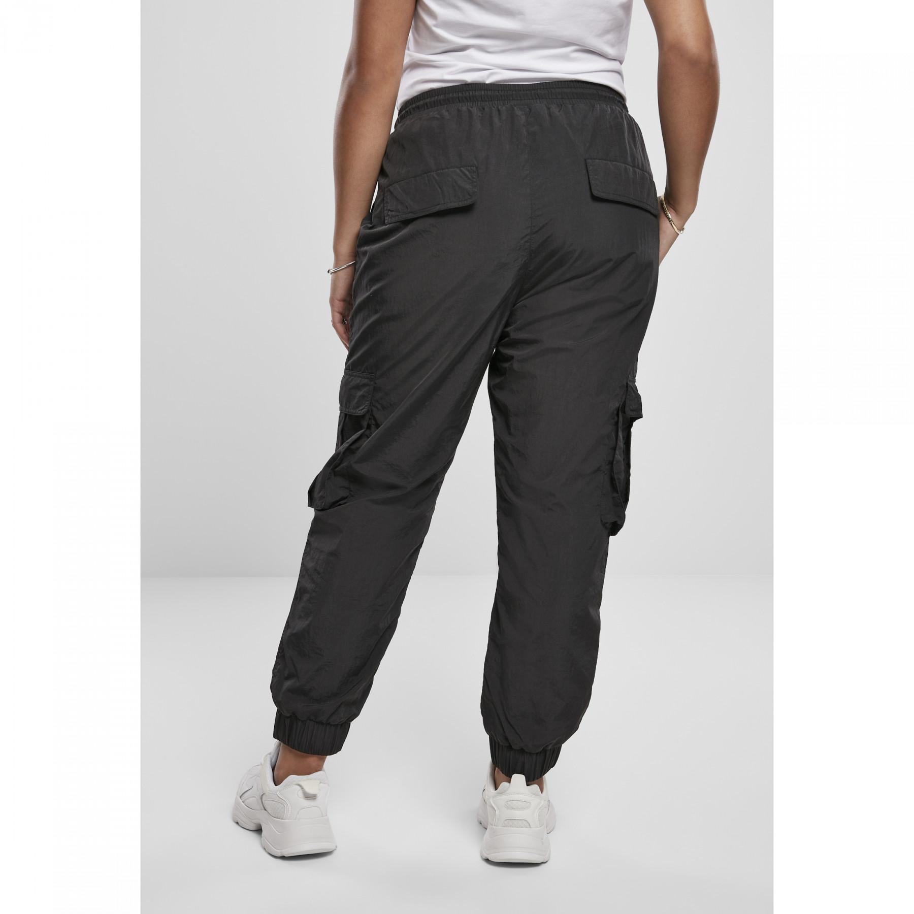 Women's trousers Urban Classics high waist crinkle nylon cargo