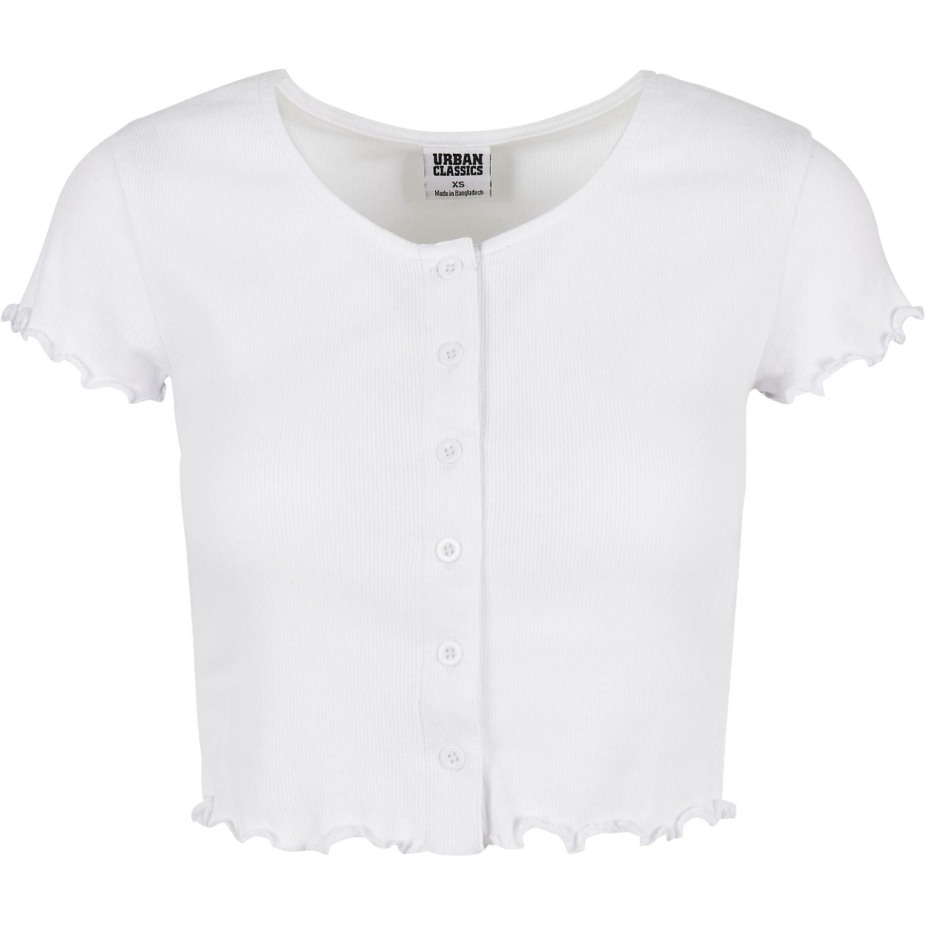 Women's T-shirt Urban Classics cropped button up rib