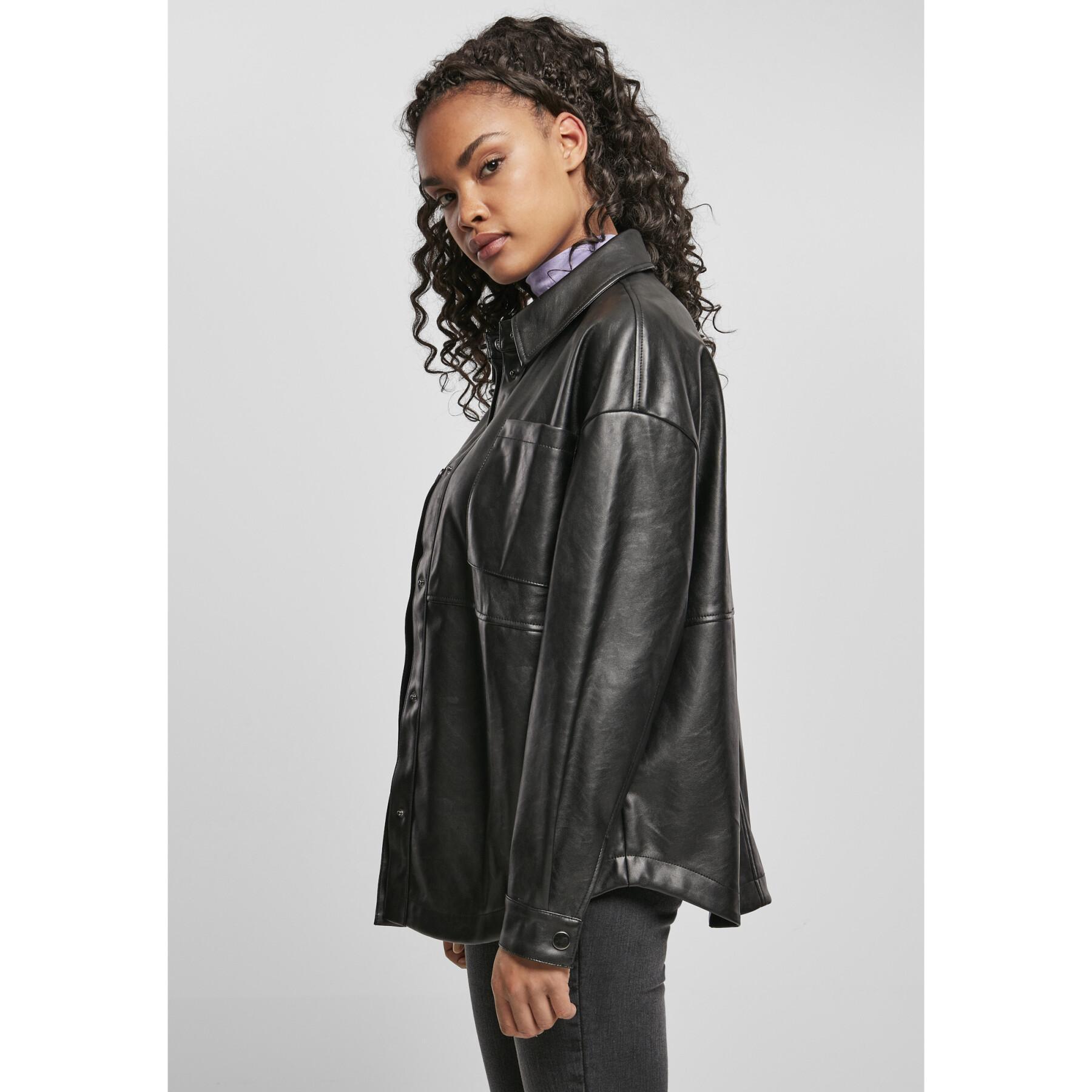 Woman's shirt Urban Classics faux leather over (GT)