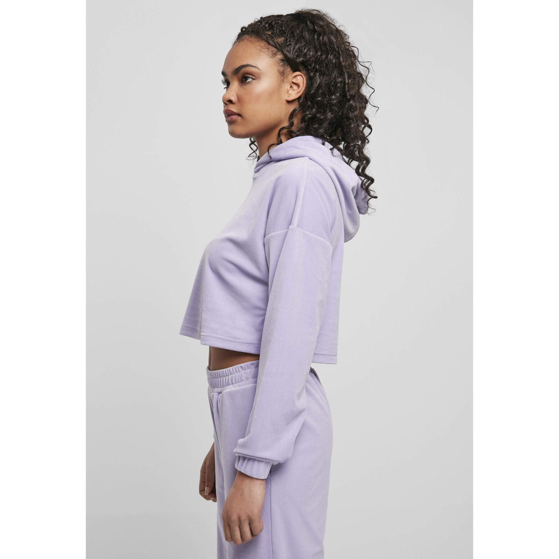 Women's Hoodie Urban Classics cropped velvet oversized