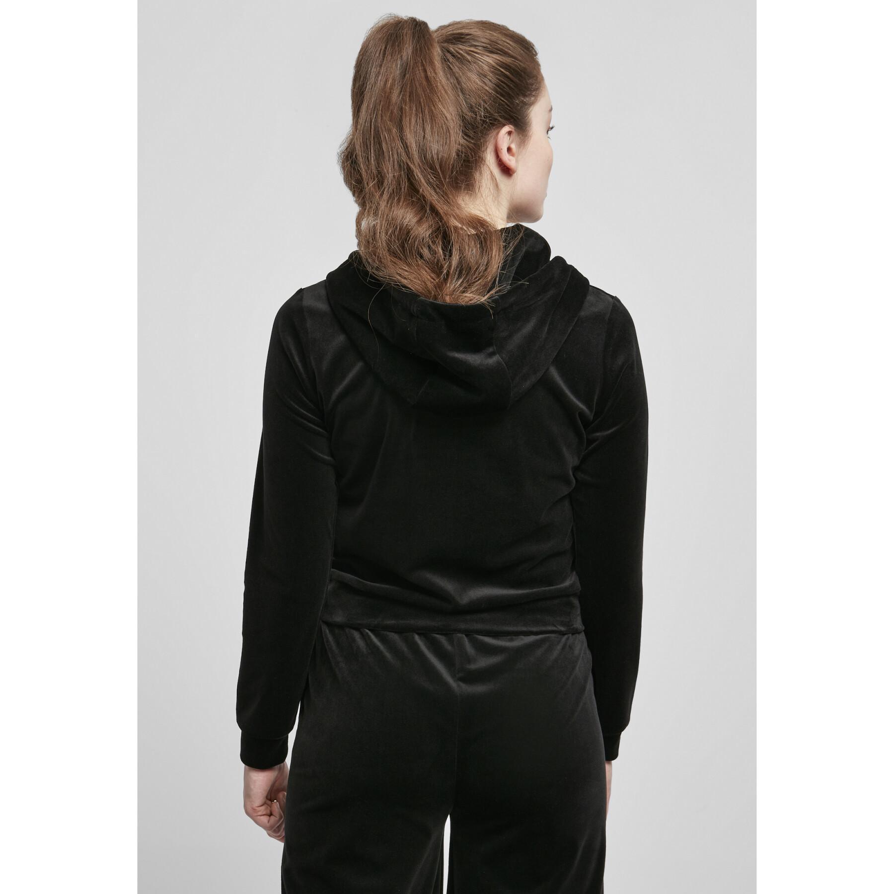 Women's hoodie large sizes Urban Classics velvet zip