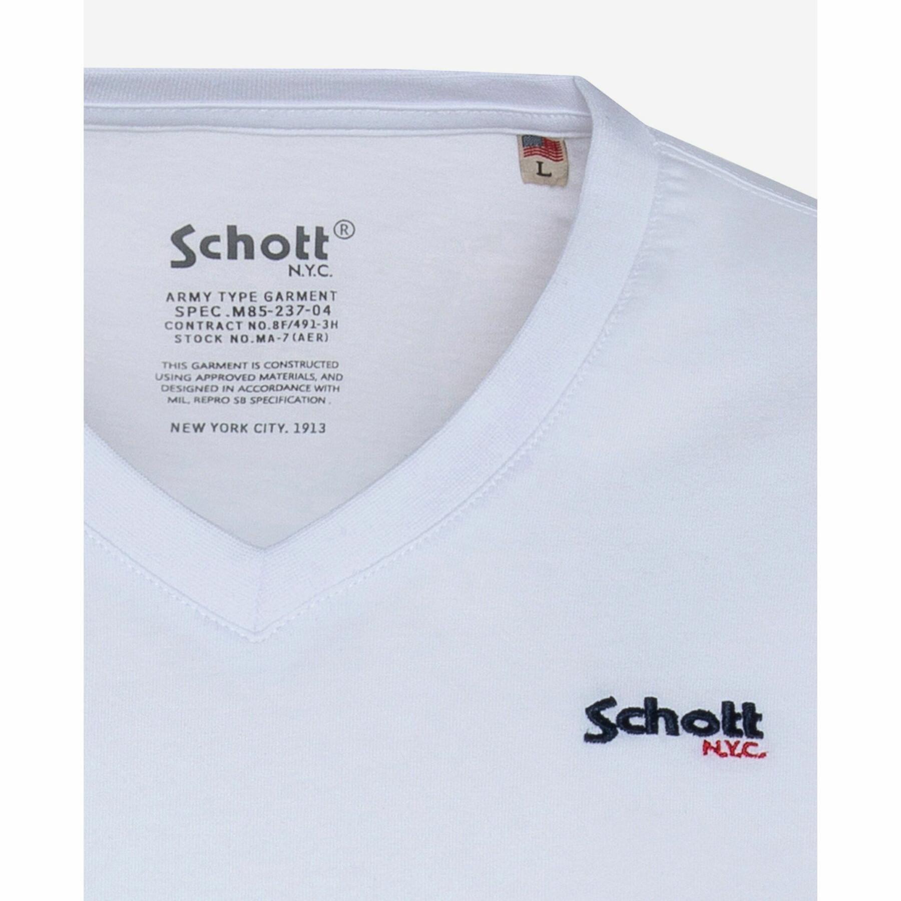 T-shirt v-neck small logo Schott casual