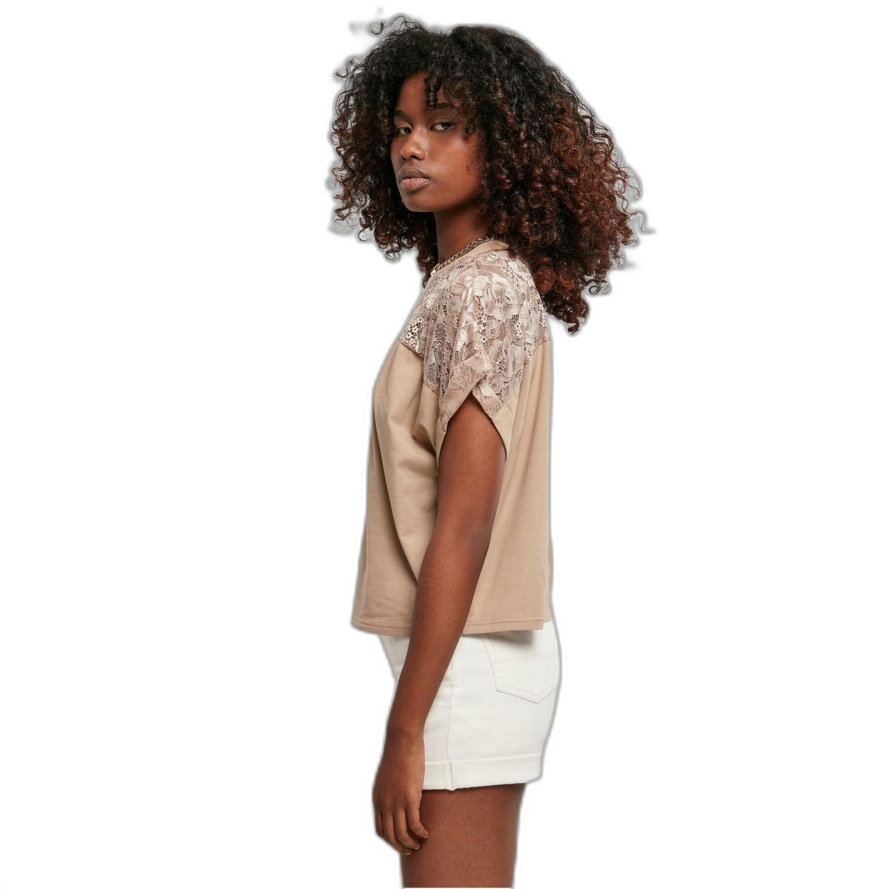 Short lace T-shirt for women Urban Classics Oversized