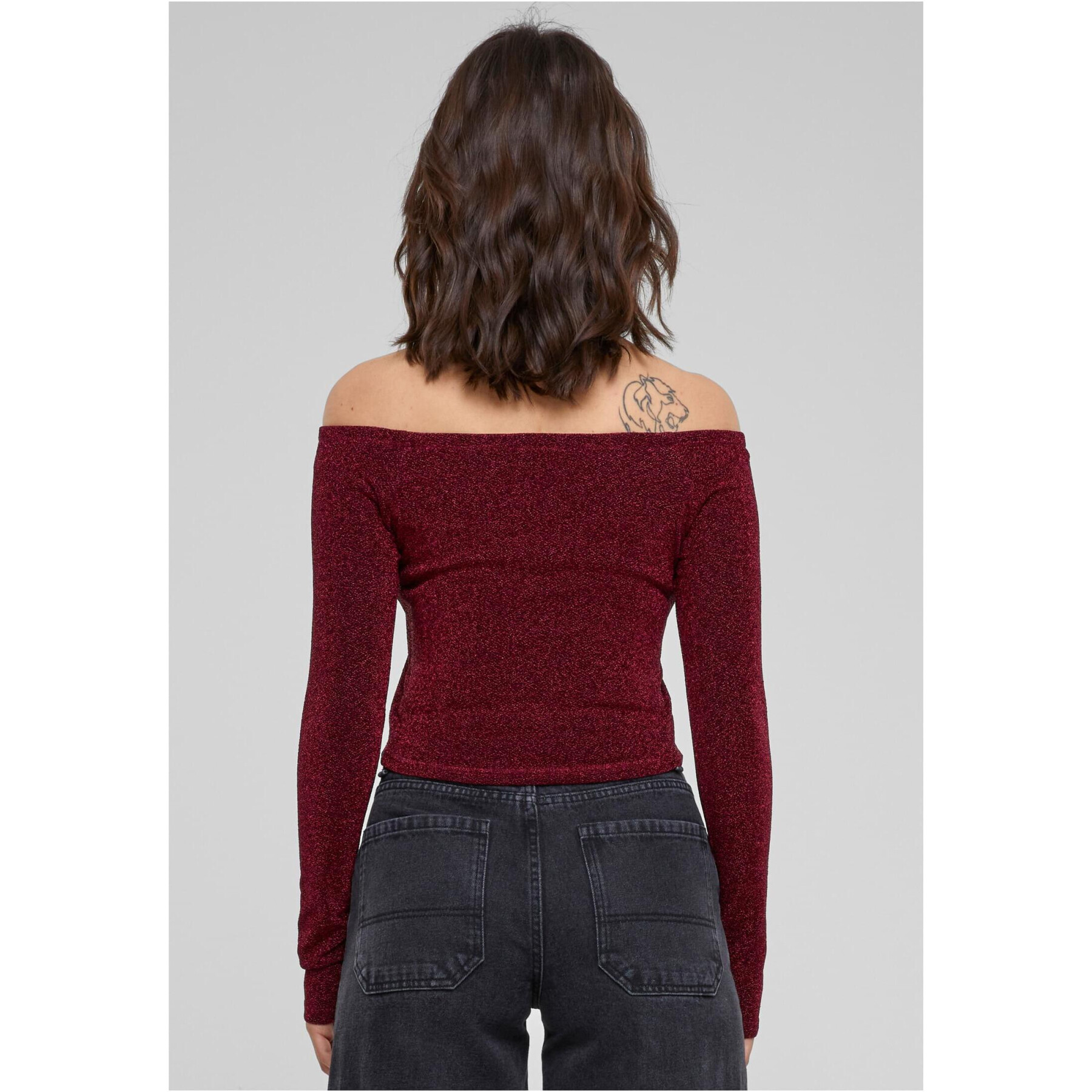 Women's long-sleeved sequined sweater with bare shoulders Urban Classics